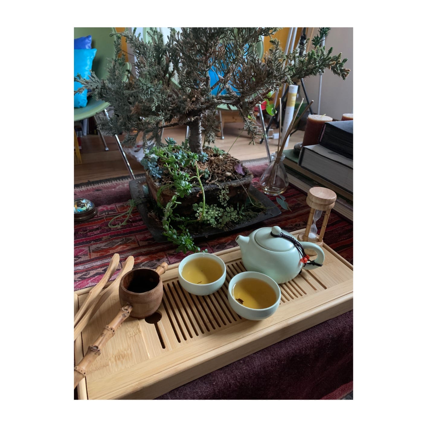Flexzion Japanese Tea Set, Portable Gongfu Teapot with 4 Cups, Green customer photo 2