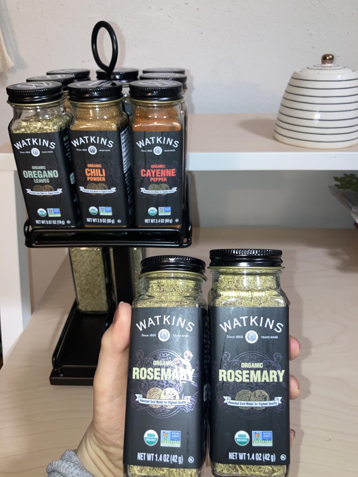 Watkins Countertop Two Tier Rotating Spice Rack, Includes 16 Watkins Organic Spices (16608) customer photo 2