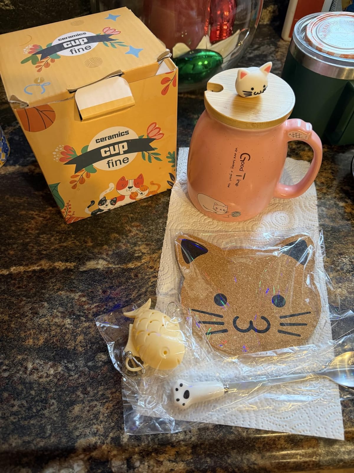 BigNoseDeer Tea Cup With Infuser and Lid Ceramic Coffee Mug Kawaii Cat Mug Cute Mugs Tea Mug Cute Cool Preppy Stuff Cat Gifts Birthday Gifts Cute Gifts for Women Girls(13oz) customer photo 1