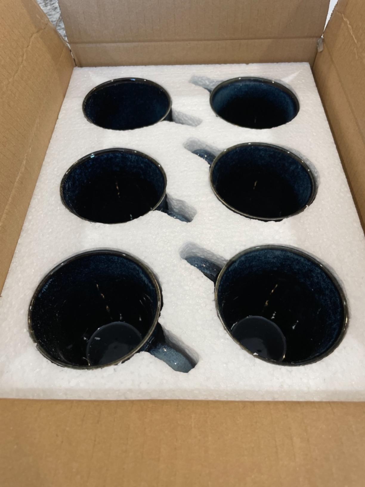 vicrays Coffee Mug Set, 12 Ounce, Set of 6, Ceramic Mug for Men, Women, Unique Glazed Mugs with Handle for Coffee, Tea, Milk, Cocoa, Cereal(blue) customer photo 1