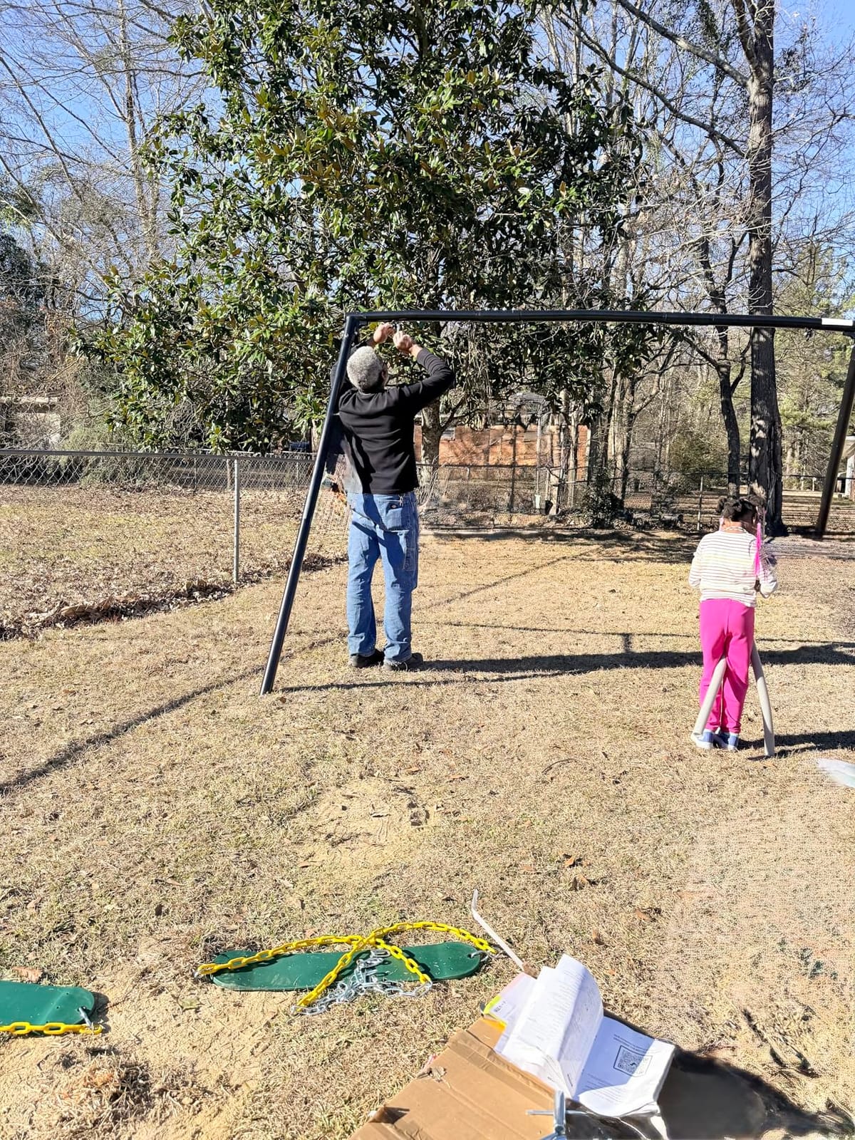 Hapfan 600lb Heavy Duty Swing Set for Outdoor Backyard with 3 Swings Black customer photo 2