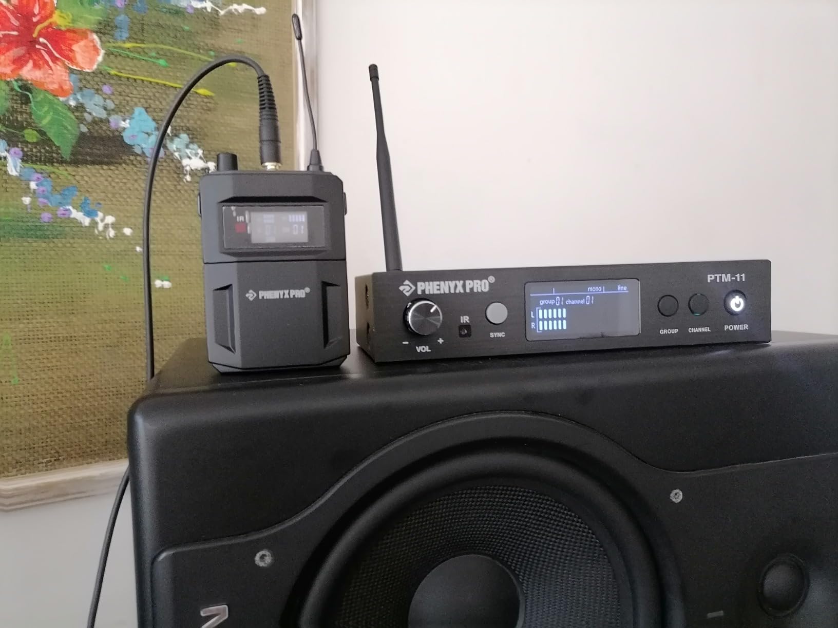 Phenyx Pro UHF Mono Wireless in-Ear Monitor System, Metal Wireless IEM System, Bodypack Receiver, 50 Adjustable Frequencies, Separate Outputs, 164ft Operation, Suitable for Band and Studio (PTM-11) customer photo 1