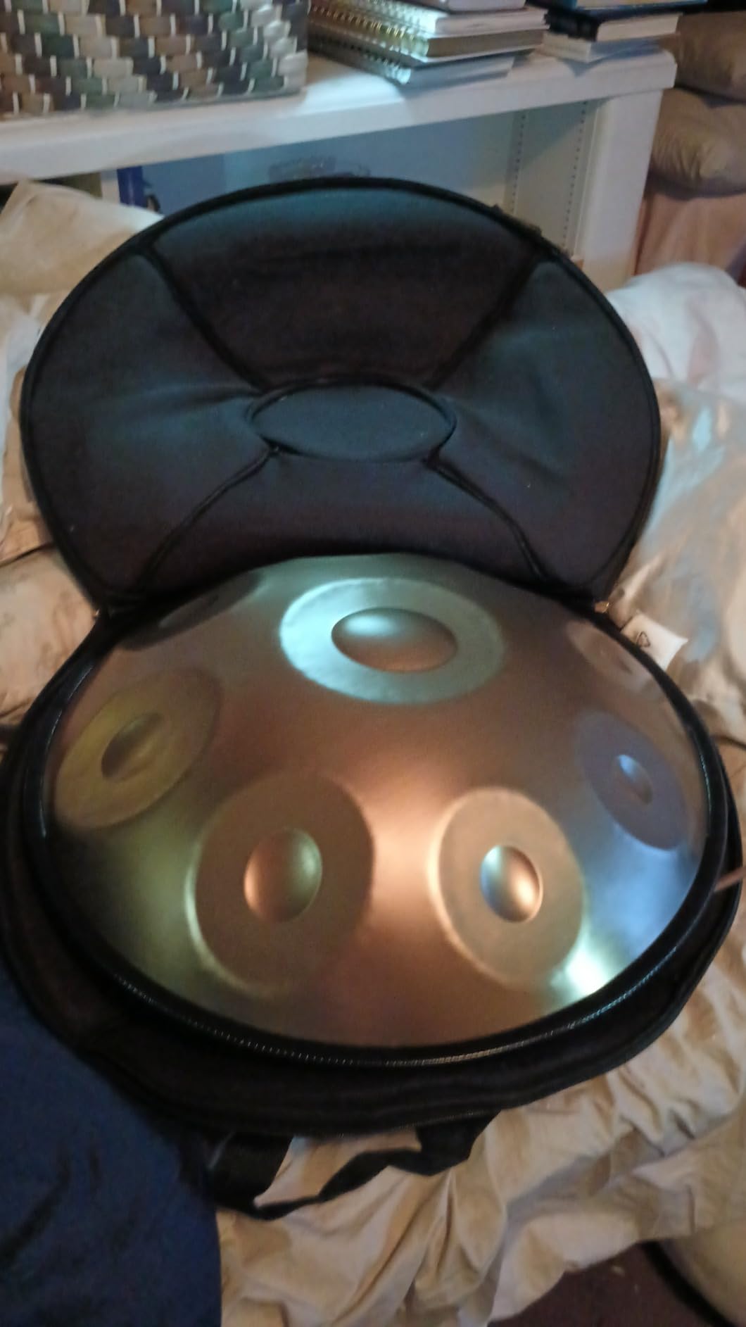 GLADFRESIT Handpan Drum 22inch in D Kurd Minor with handpan stand, handpan case, durable mallets and dust-free cloth (Gold, 440HZ) customer photo 2