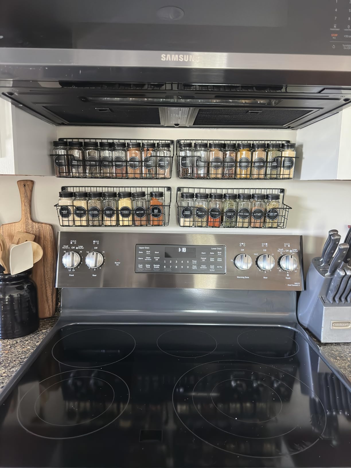 Spice Rack Wall Mount, Spice Organizer for Cabinet & Pantry Door, Set of 4 Hanging Spice Rack Saving Space for Kitchen, Black customer photo 2