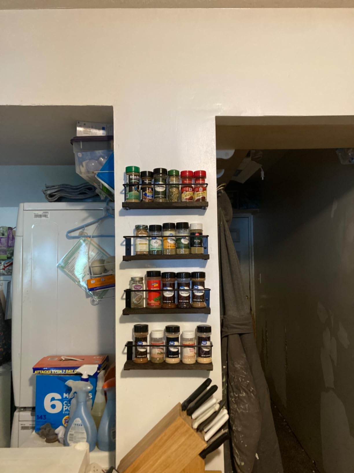 SpaceAid Spice Rack Organizer for Cabinet Door or Wall Mount (4 Pack) with 415 Spice Labels - Wood Hanging Seasoning Shelf for Cupboard Pantry or over the Stove customer photo 1