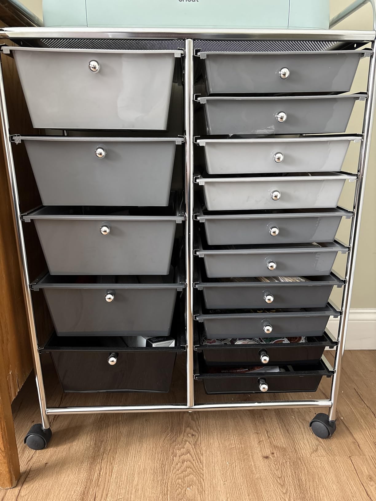 GOFLAME 15-Drawer Rolling Storage Cart, Craft Storage Cart with Removable Drawers & Lockable Wheels, Art Cart Supply Storage Organizer for Home Office Classroom, Rainbow customer photo 1