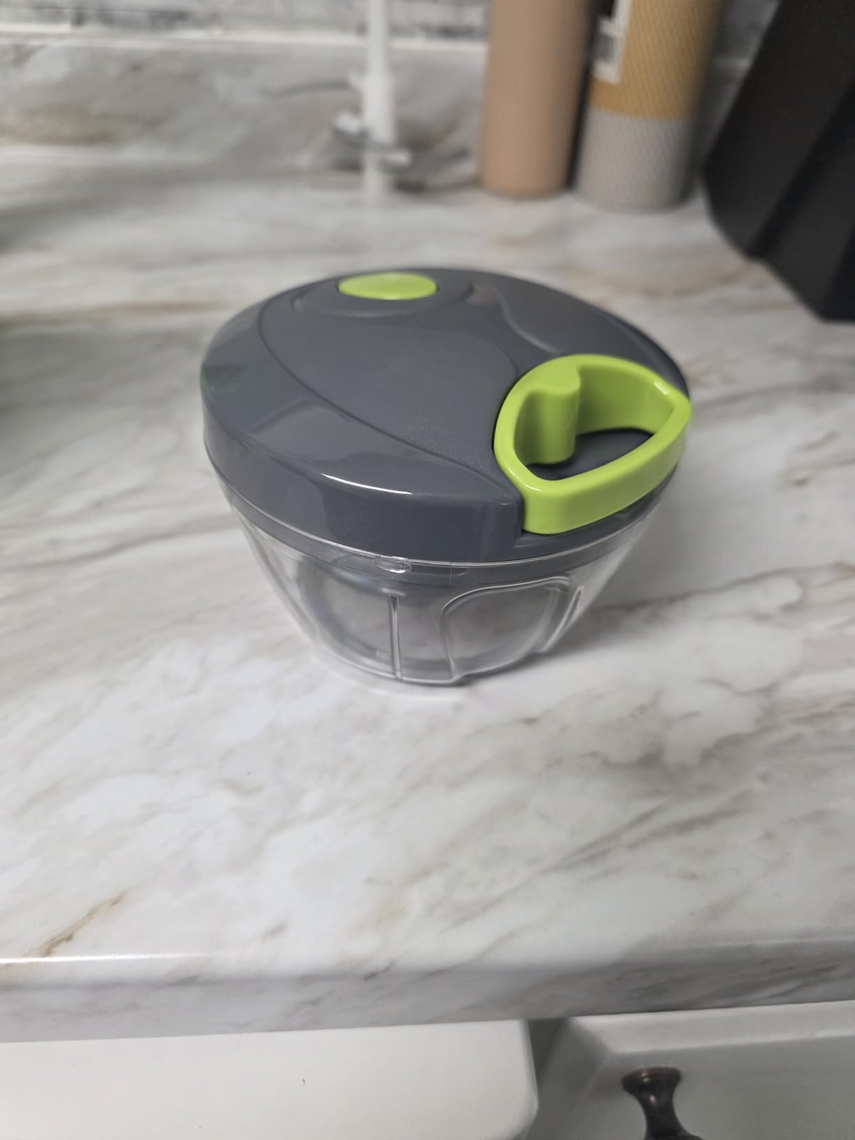 Cambom Manual Food Chopper Vegetable Cutter, Hand String Vegetable Chopper Onions Cutter for Vegetable Fruits Nuts BPA Free Food Safe Material, 500ml Gray customer photo 1