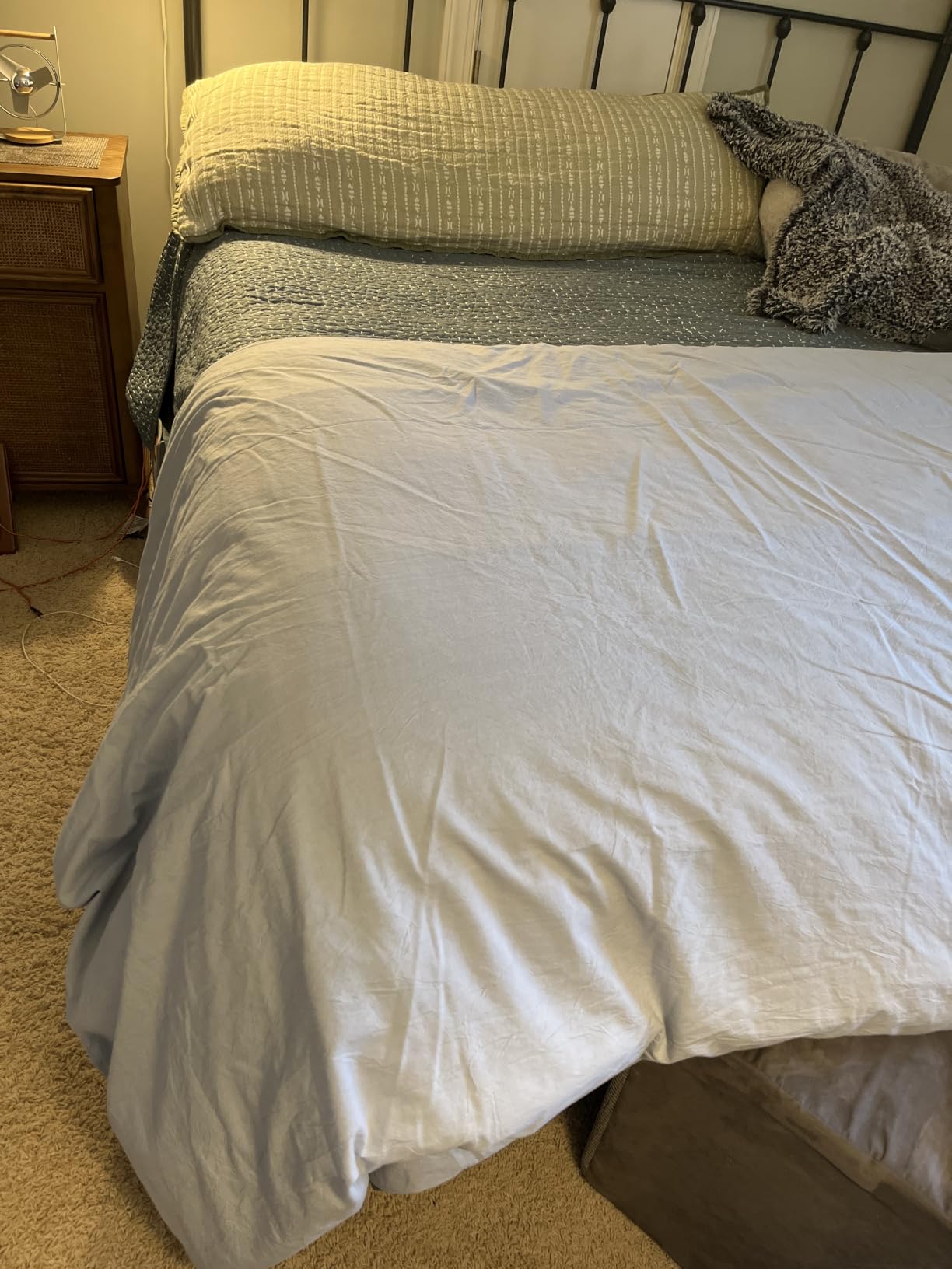 BESTOUCH Cotton Solid Duvet Cover Set Linen Feel Cornflower Blue King customer photo 1
