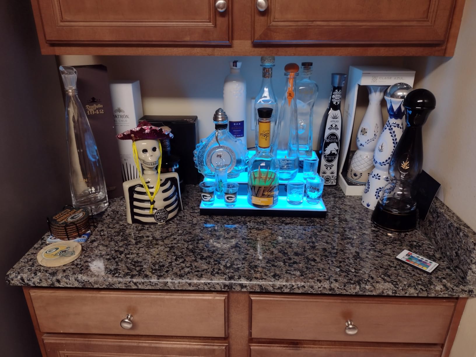 Boss Premium® BarUSA™ LED Lighted Bar Shelf Display Liquor Bottle Alcohol Whiskey Shelves Rack Stand Tray Units for Home Bar Living Room Accessories and Decor - Designed in USA (3-Step, 16 Inch) customer photo 2