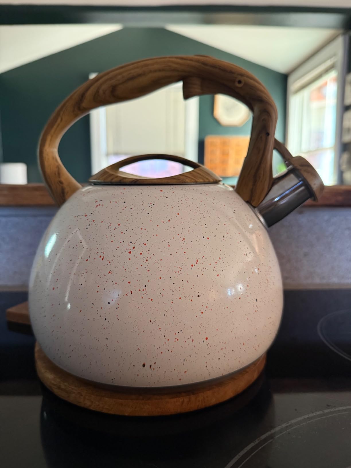 BELANKO 2.7 Quart Tea Kettle for Stovetops - Food Grade Stainless Steel Teapot with Loud Whistle, Cool-Touch Wood Pattern Handle, Rust-Resistant Whistling Kettle - Classic Silver customer photo 2