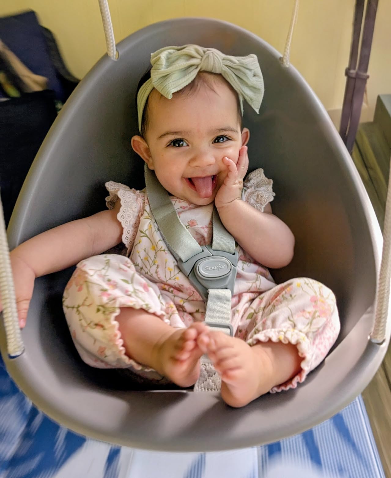 Swurfer Coconut Toddler Swing – Comfy Baby Swing Outdoor, 3- Point Adjustable Safety Harness, Secure, Safe Quick Click Locking System, Blister-Free Rope, Easy Installation, Ages 6-36 Months customer photo 1