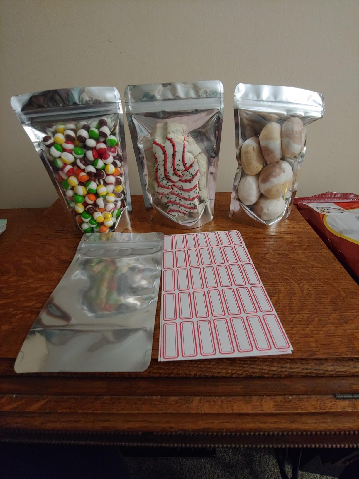 BELLE KR® 6x9 Mylar Bags Stand Up - Pack Of 100-7.5mil Thick - Clear Mylar Bags with See Through Window for Freeze Drying Food - Bonus Labels Included customer photo 2