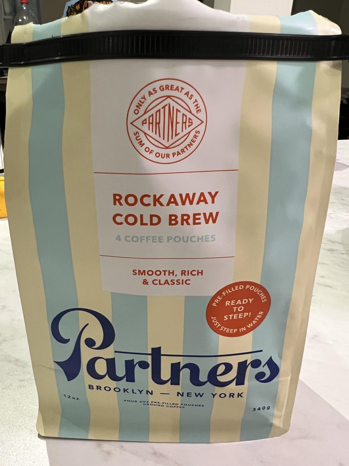 Partners Rockaway Blend | Cold Brew Coffee Bags | Medium Roast Ground Coffee | 12 ounces - 4 x 3oz Bags | Cold Brew Made Simple customer photo 2