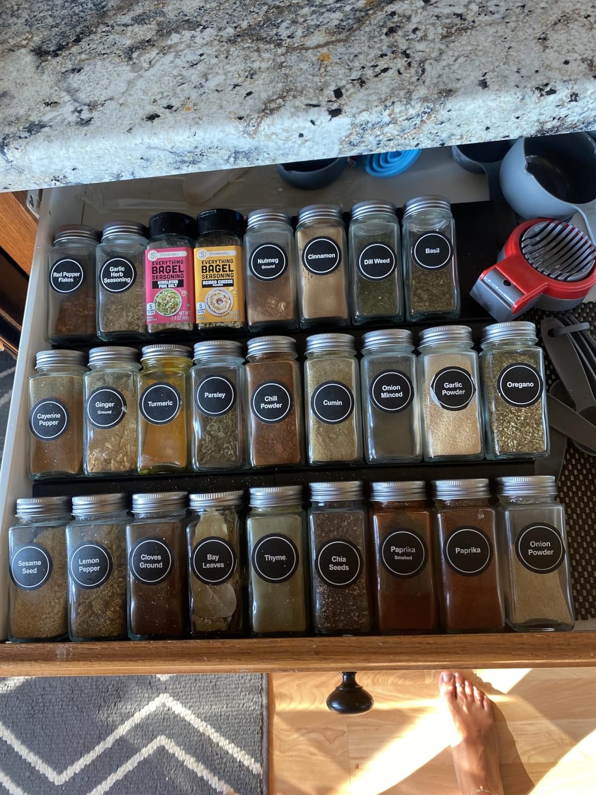 Spice Drawer Organizer, Spice Rack Tray for Kitchen Cabinet, Expandable Seasoning Storage Rack Insert for Drawer/Countertop,9 Pieces Set, ABS (Jars Not Included) customer photo 2
