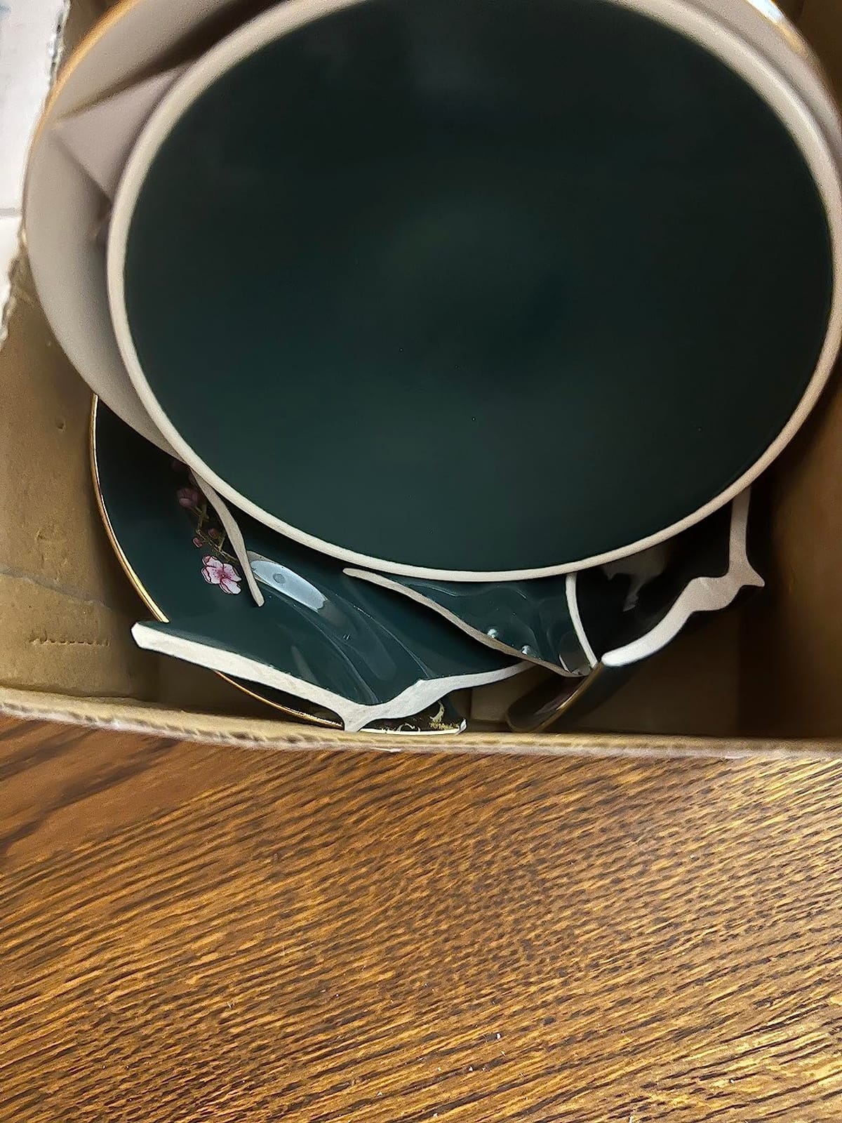 10oz Large Gaiwan, Ceramic Teacup -Embossed Plum Patterns (Green) customer photo 2