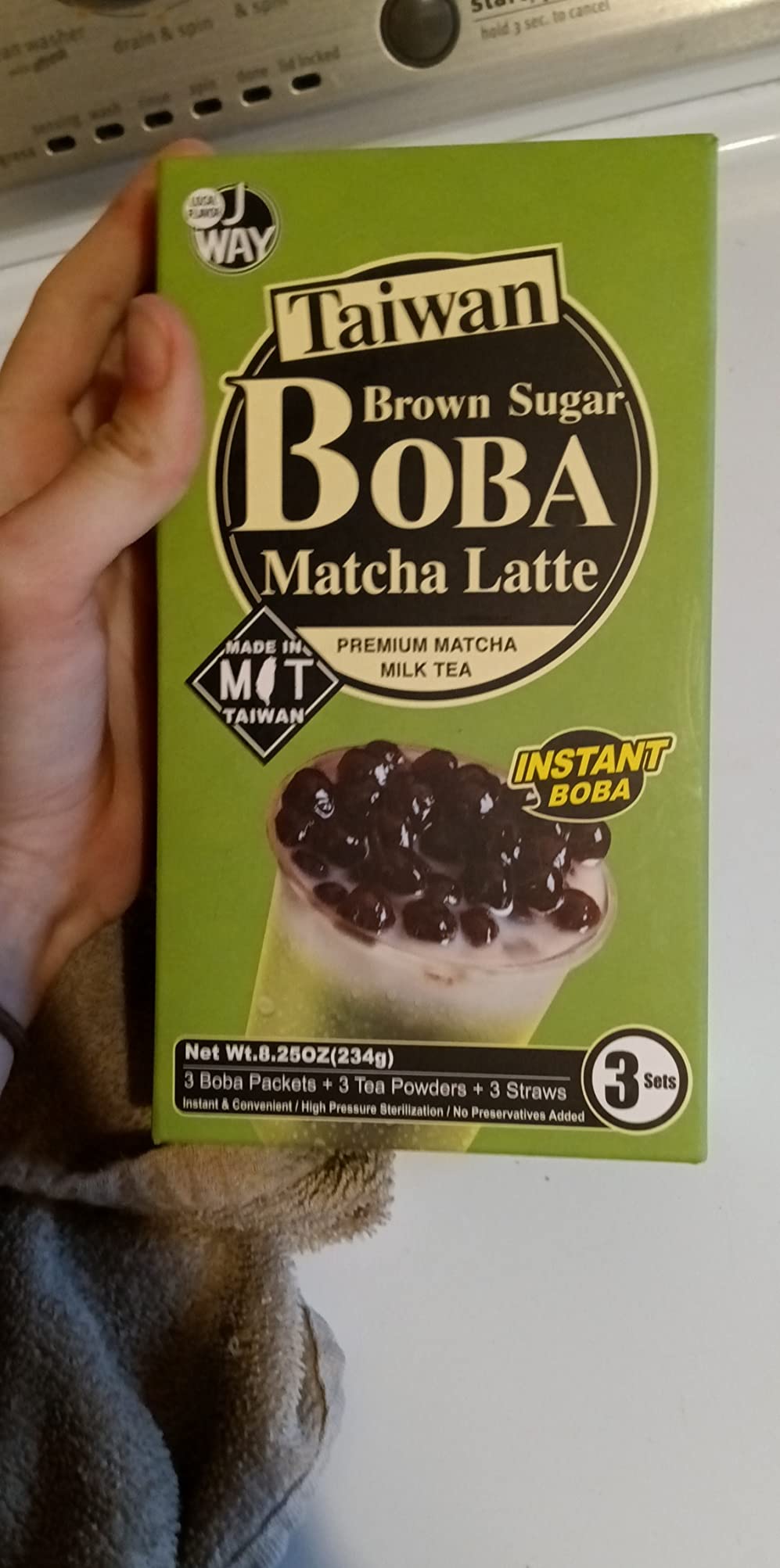 JWAY Instant Matcha Milk Boba Tea Kit with Authentic Brown Sugar Tapioca Boba Pearls, Bubble Milk Tea Boba Set, Ready in Under 1 Minute, Paper Straws Included, 3 Servings customer photo 2