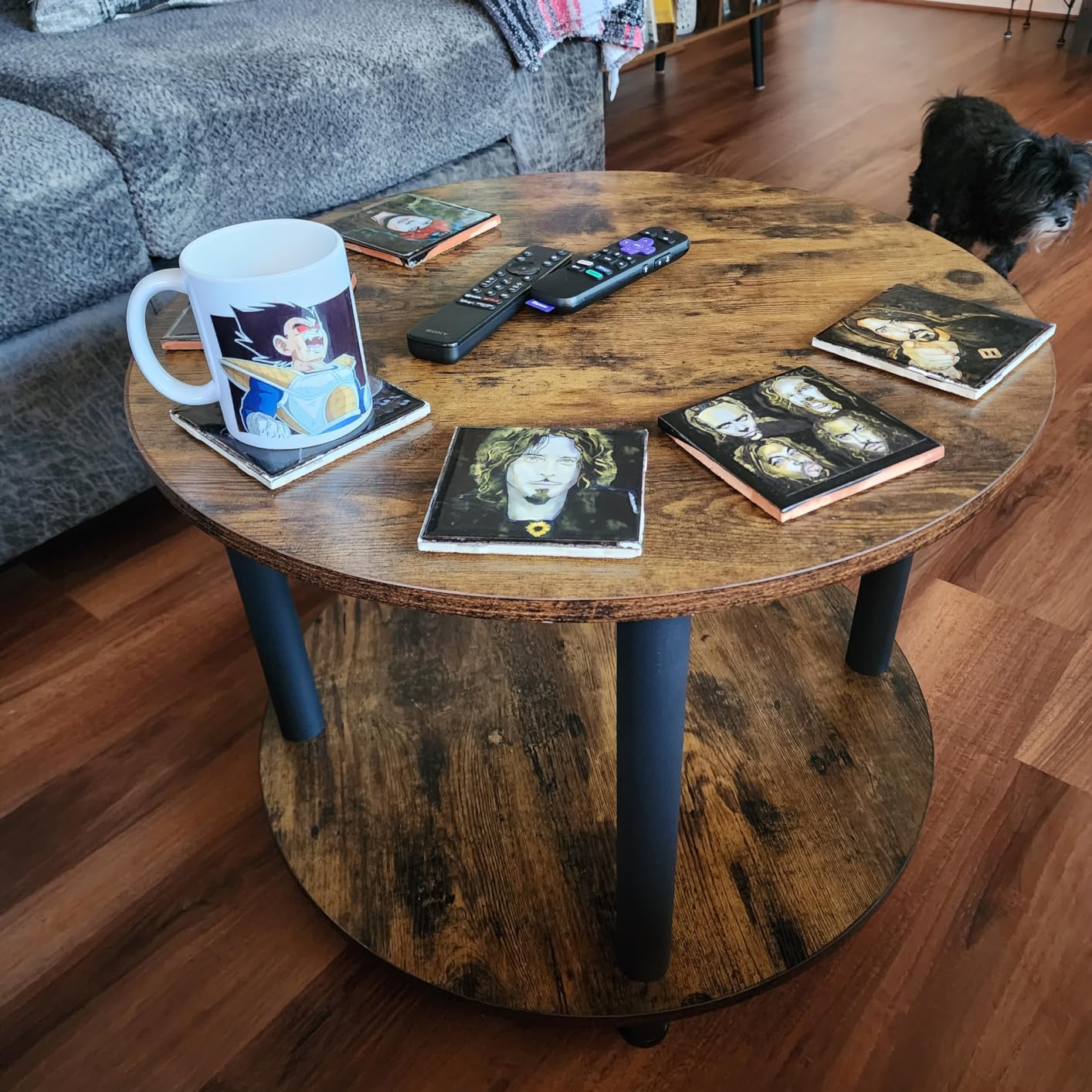 Small Round Coffee Table for Small Space, 23.5