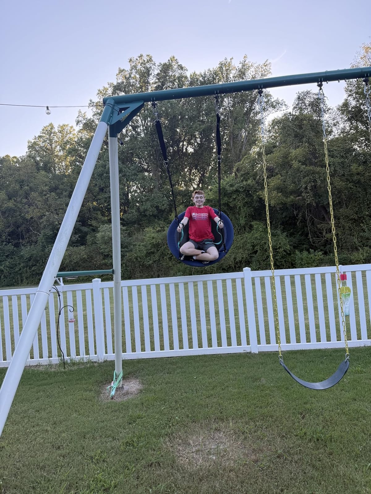 Hapfan 9.5ft Tall Swing Sets for Backyard for Big Kids & Adults (Patented) | 76mm Heavy Duty Metal Stand, 600lbs Capacity, Saucer Swing + 2 Belt Swings, ASTM | CPSC Compliant, Outdoor Swing Set for Family customer photo 2