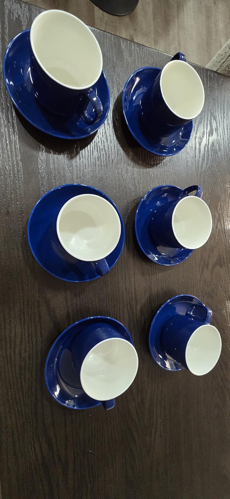 BTaT- Stackable Tea Cups and Saucers, White, Set of 6 (8 oz), Cappuccino Cups, British Coffee Cups, Porcelain Tea Set customer photo 1