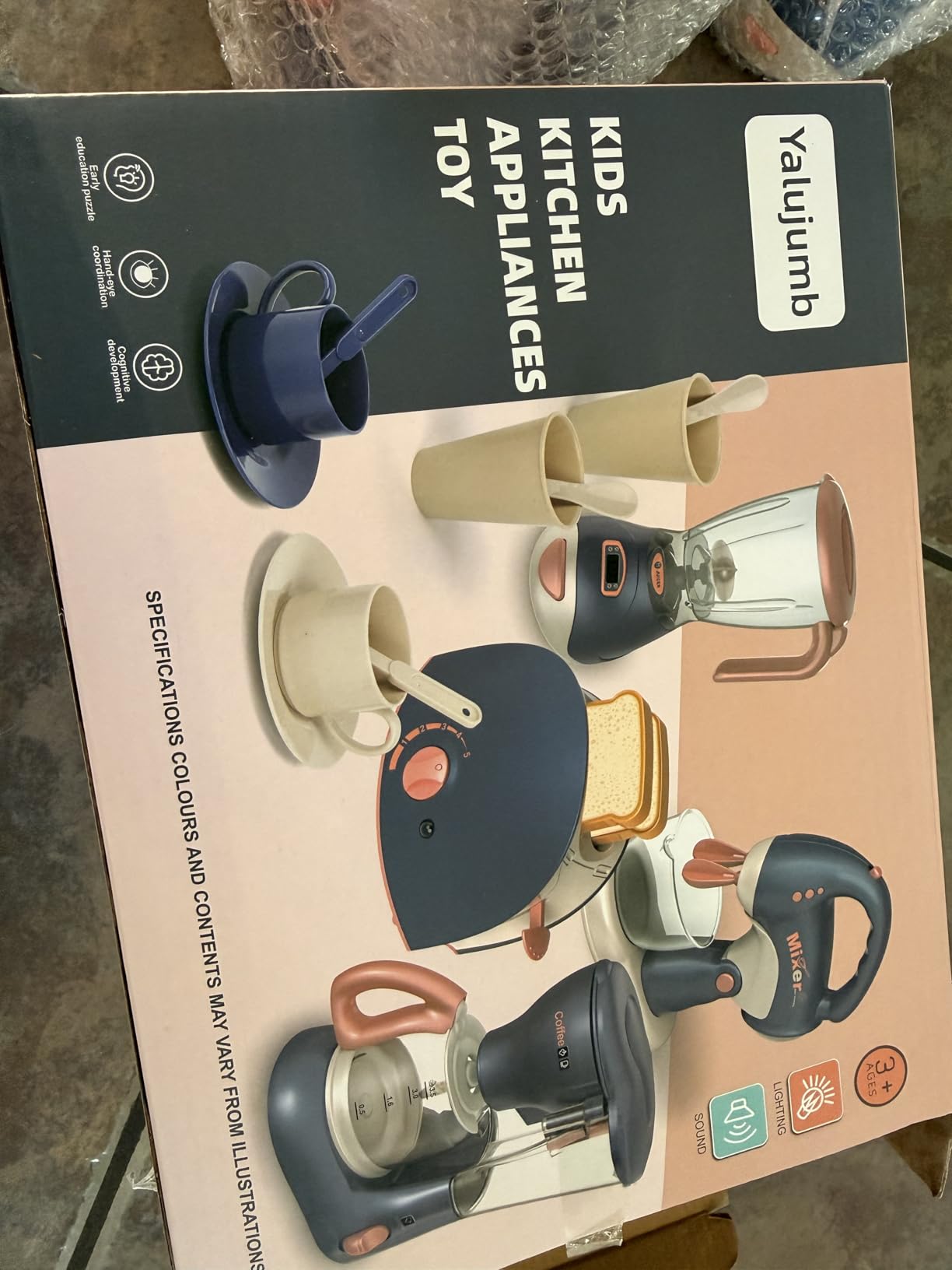 Yalujumb Play Kitchen Accessories, Kitchen Appliances Toy with Coffee Maker,Blender, Mixer ,Toaster with Realistic Lights&Sounds,Kitchen Toys for Kids Ages 4-8 customer photo 2