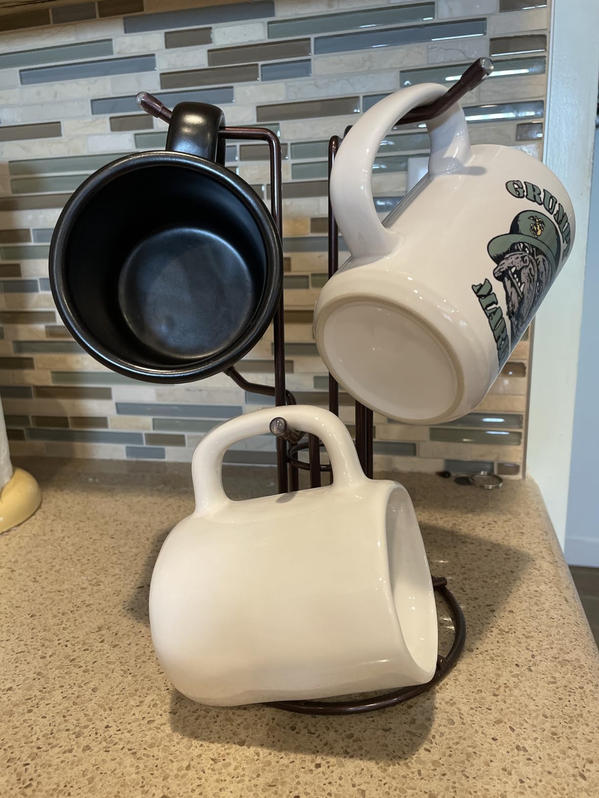 HULISEN Mug Tree for Large Cups, 6 Hook Countertop Coffee Mug Holder, Black customer photo 2