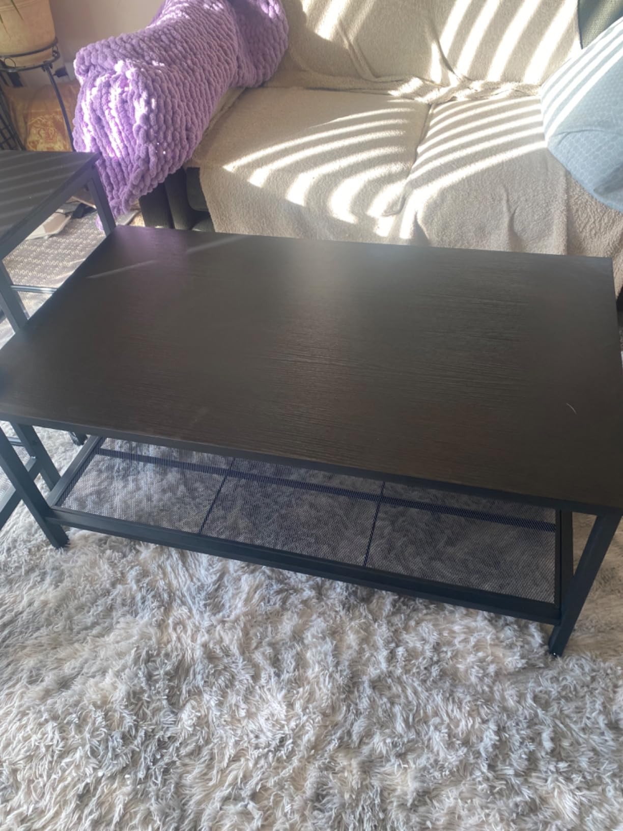 AWQM Coffee Table Industrial Coffee Table with 2 Square End Side Tables, Modern Living Room Table Set with Metal Frame for Apartment Home Office, Rustic Brown Set001 customer photo 2