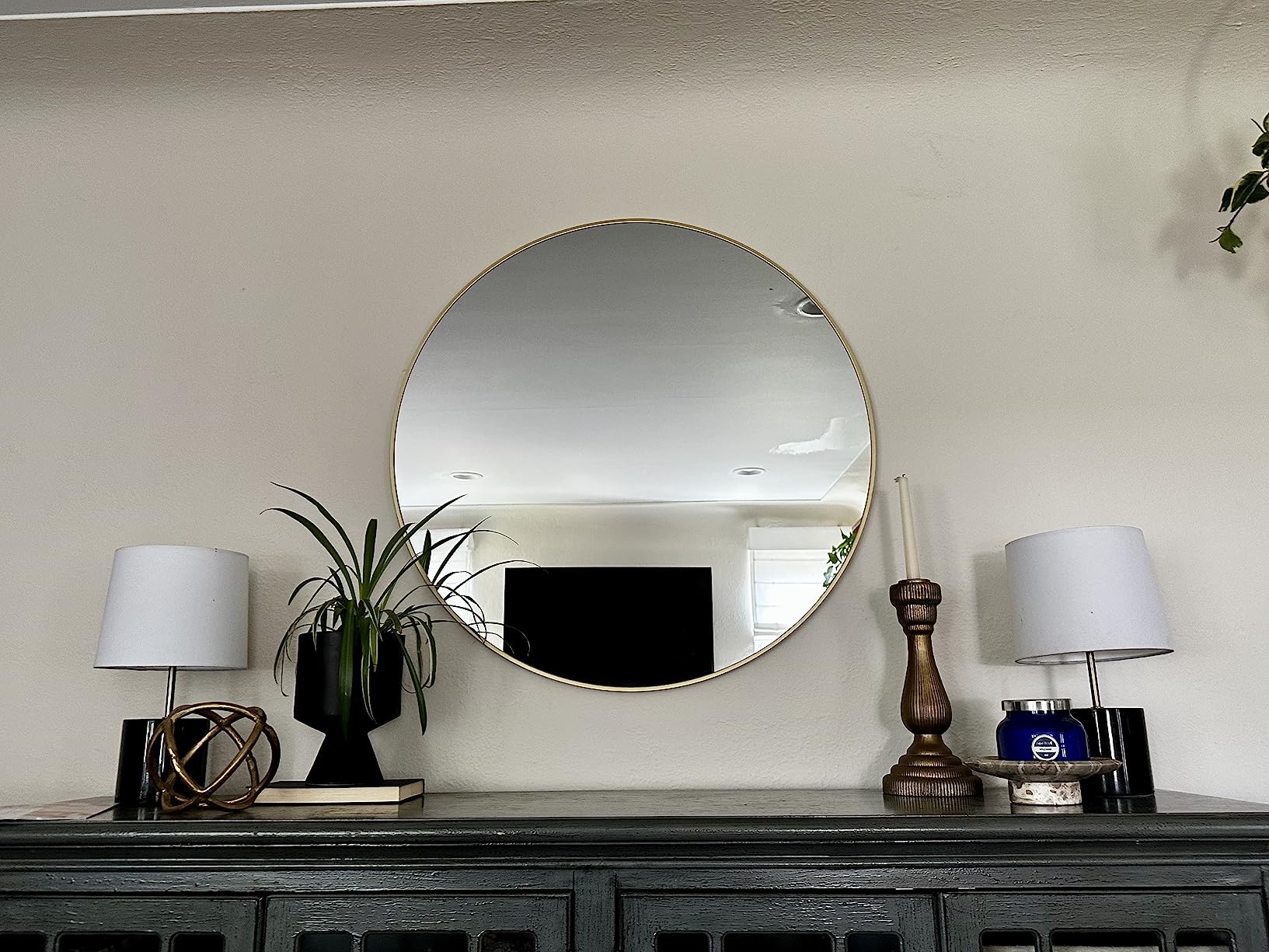 HARRITPURE Round Mirror 30 Black Wall Mounted Circle Mirrors customer photo 1
