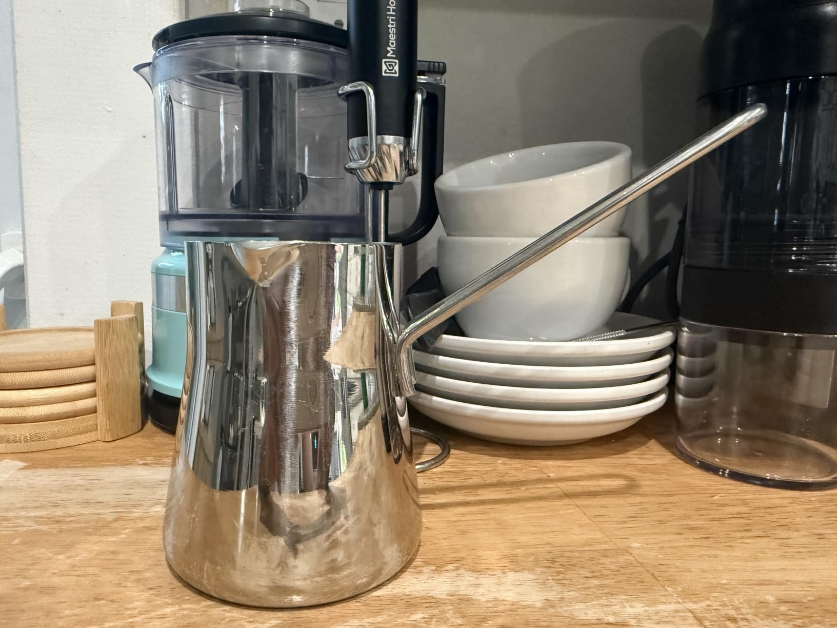 Crystalia Turkish Coffee Pot 18/10 Stainless Steel, Stove Top Tea Maker, Milk Warmer, Greek Arabic Coffee Cezve Briki, 15 oz (Silver, Small) customer photo 2