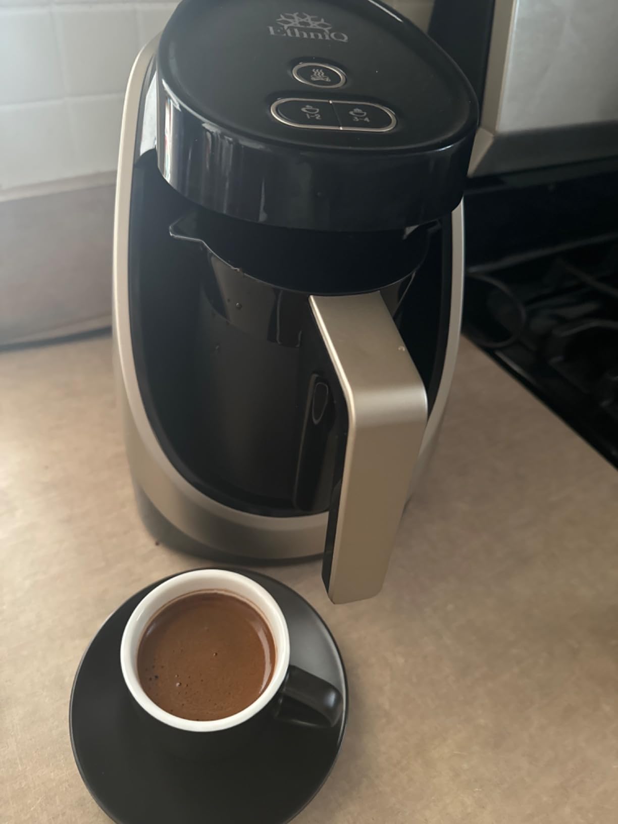 ETHNIQ Turkish Coffee Maker - 100% BPA Free, 120V, 1 to 4 Cup Brewing Capacity with Cook Sense Technology for Delicious Cup of Turkish & Greek Coffee, Turkish Coffee Pot (White) customer photo 1