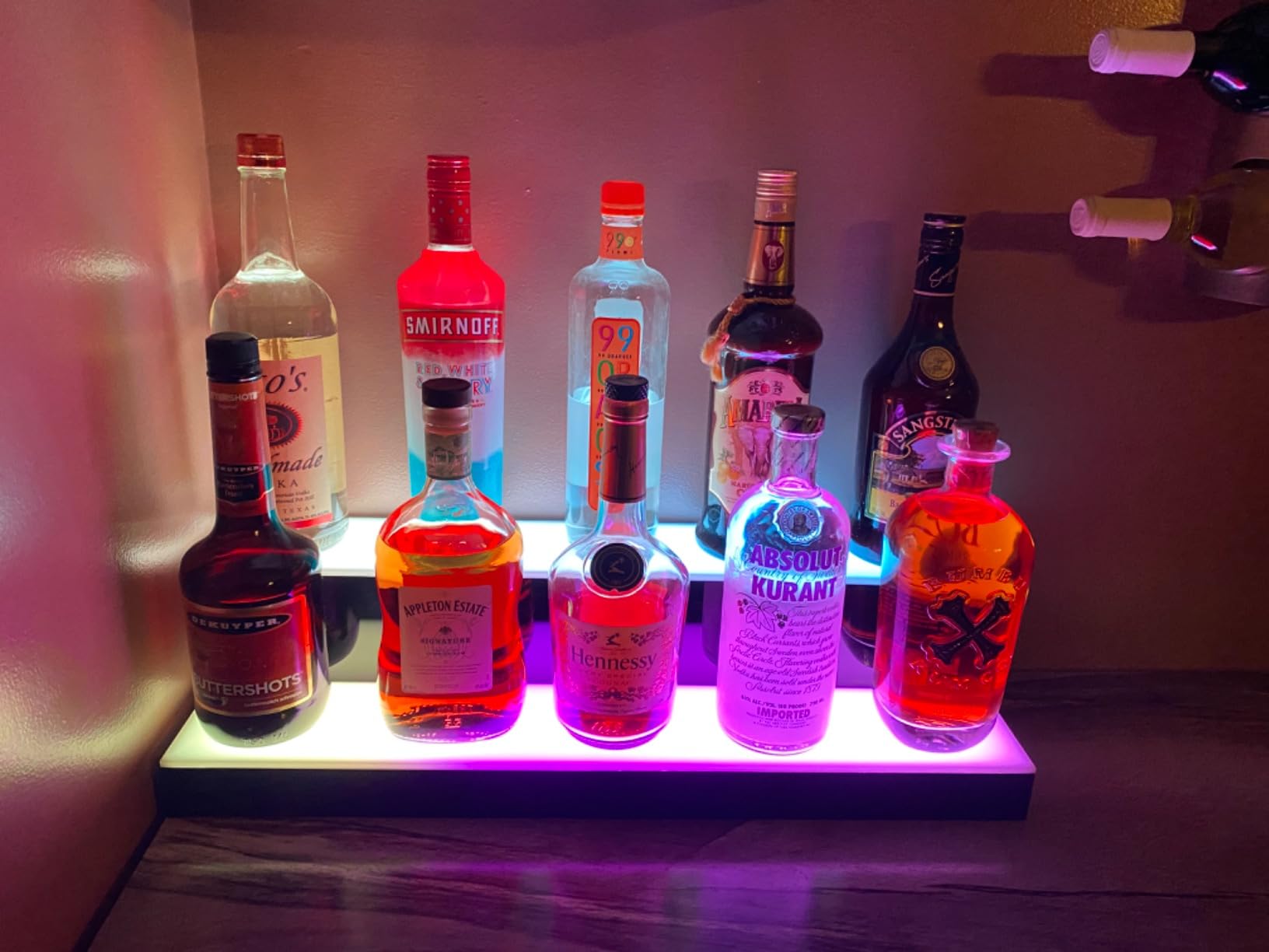 RGBIC LED Liquor Bottle Display Shelf, Lighted 16-Inch 2-Tier customer photo 1