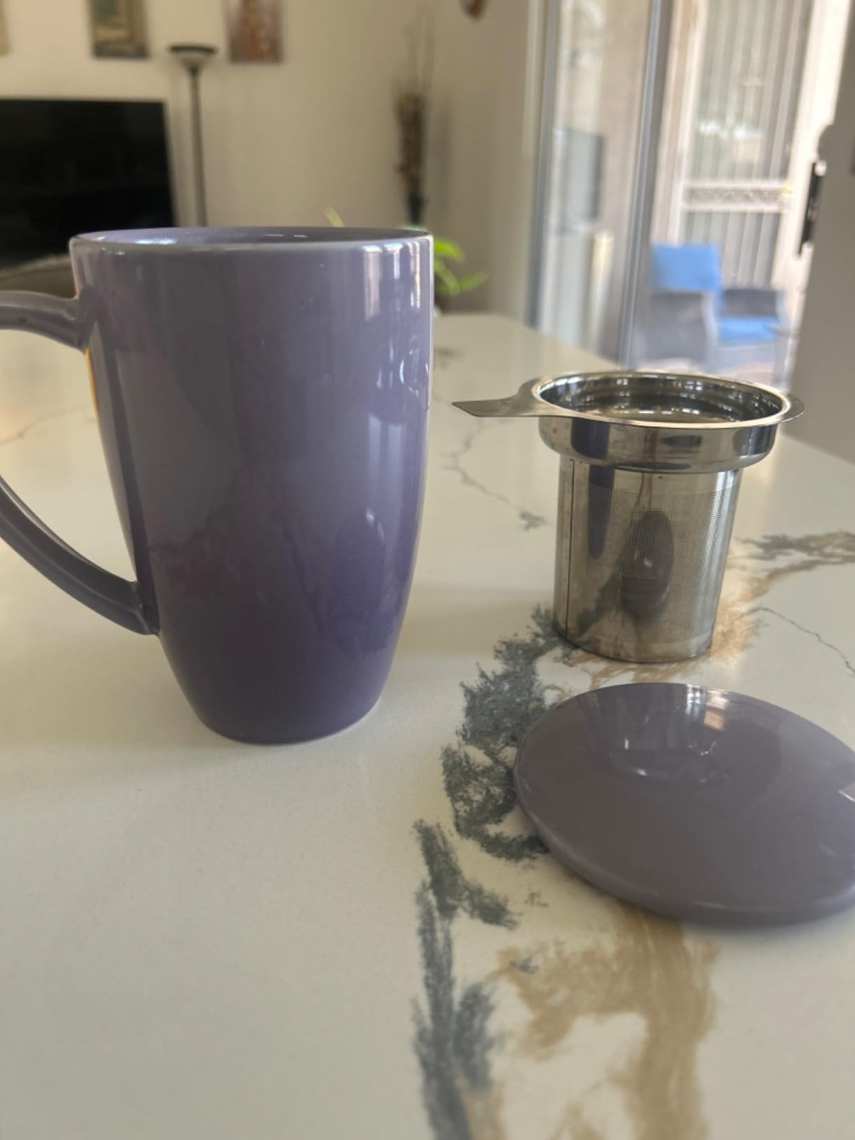 Sweejar Porcelain Tea Infuser Mug with Lid, 16 oz Teacup with Strainers for Loose Leaf Tea, Microwave and Dishwasher Safe Coffee Mug(Red) customer photo 2