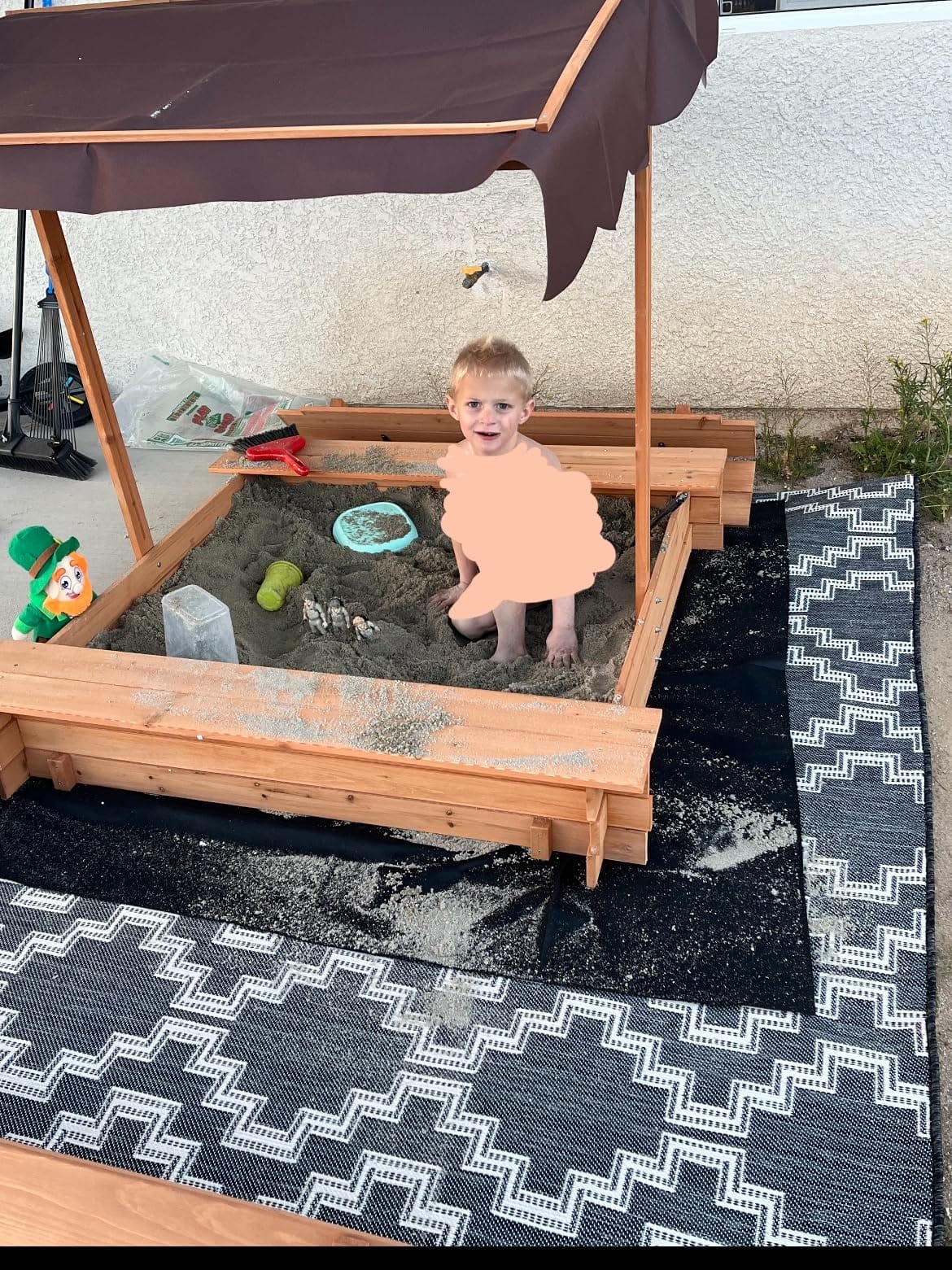 BIRASIL Wood Sandbox with Cover, Sand Box with 2 Bench Seats for Aged 3-8 Years Old, Sand Box for Backyard Garden, Beach Patio Outdoor (Natural Wood, 48 Inch) customer photo 1