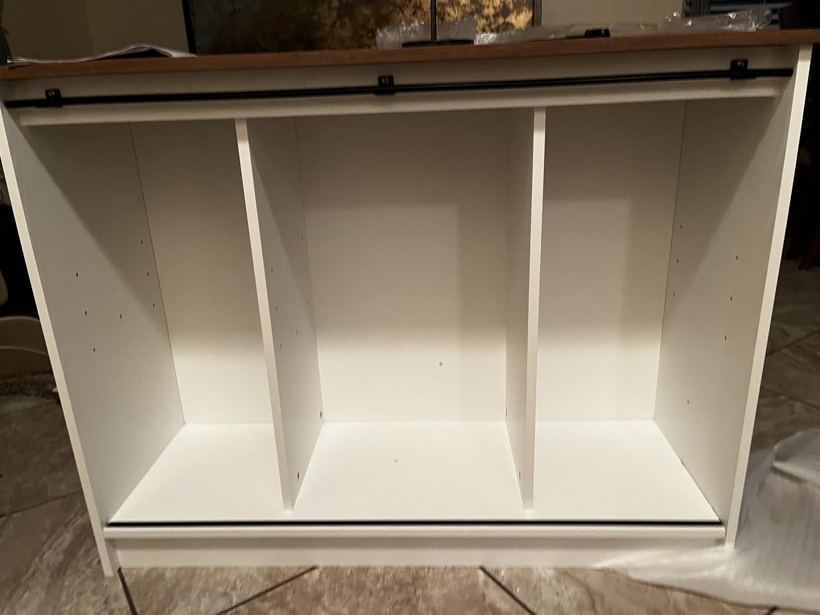 4 EVER WINNER Coffee Bar Cabinet with Sliding Barn Doors, 42”Farmhouse Buffet Cabinet with Storage for Kitchen, Coffee Bar with Adjustable Shelf for Dining Room, White customer photo 2
