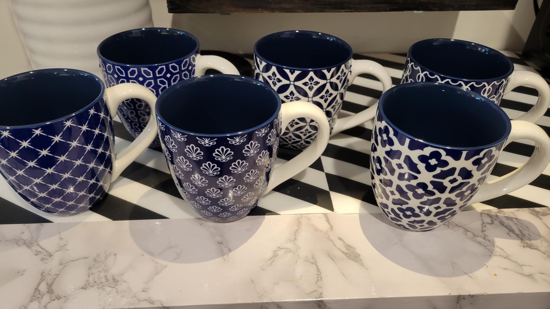 DOWAN 16 OZ Boho-Mosaic Coffee Mugs Set of 6, Large Ceramic Coffee Mugs with Handle, Bohemian Home Decor Gift Set for Housewarming, Wedding & Birthday customer photo 1