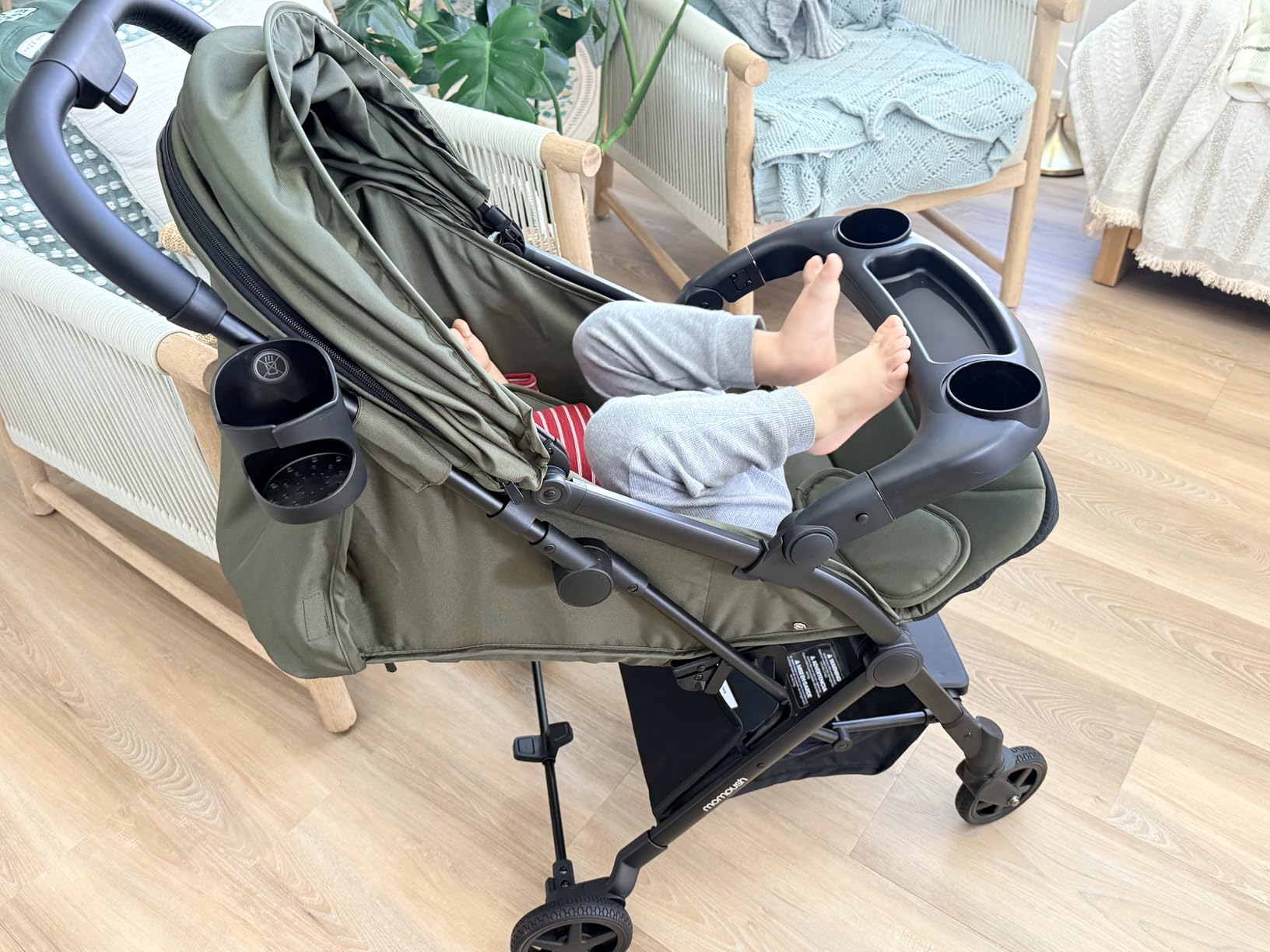 Mompush Lithe V2 Lightweight Travel Stroller Snack Tray Included, Grey customer photo 2