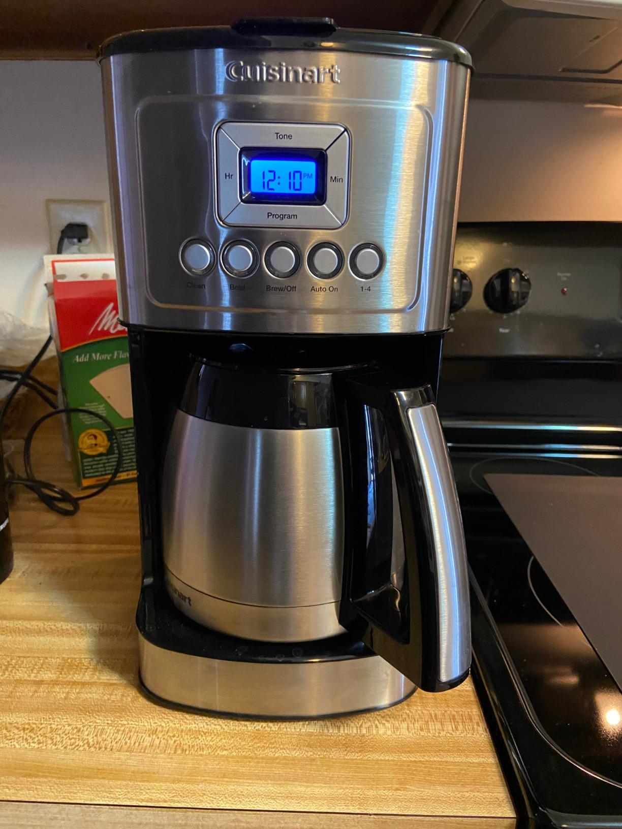 Cuisinart 12-Cup Coffee Maker, Programmable PerfecTemp Thermal Carafe Coffee Machine with 1-4 Cup Setting, Brew Strength Control and Brew Pause, Stainless Steel, White customer photo 1