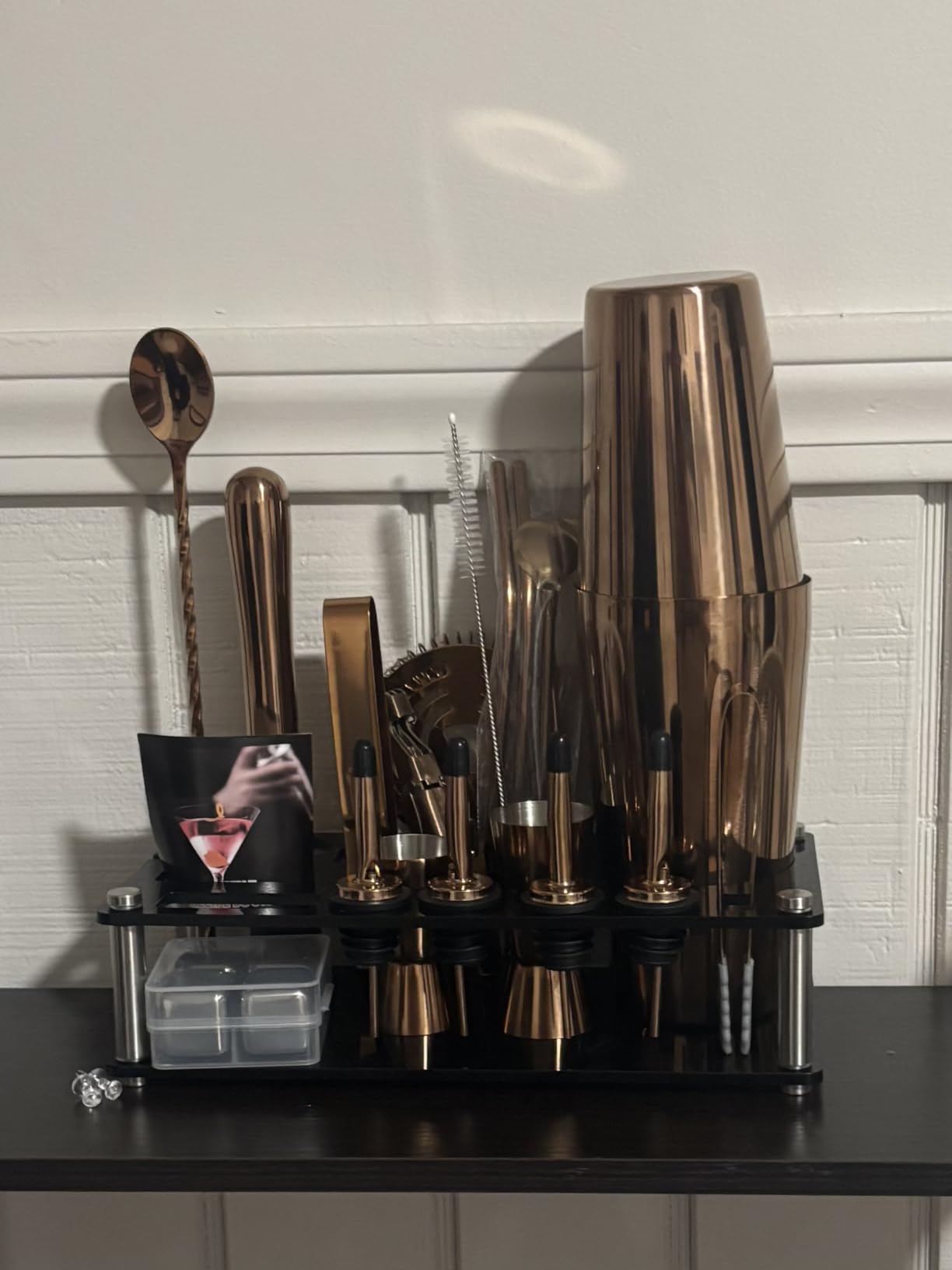 KINGROW Cocktail Shaker Set, 23 Piece Bartender Kit with Stand Gold customer photo 1