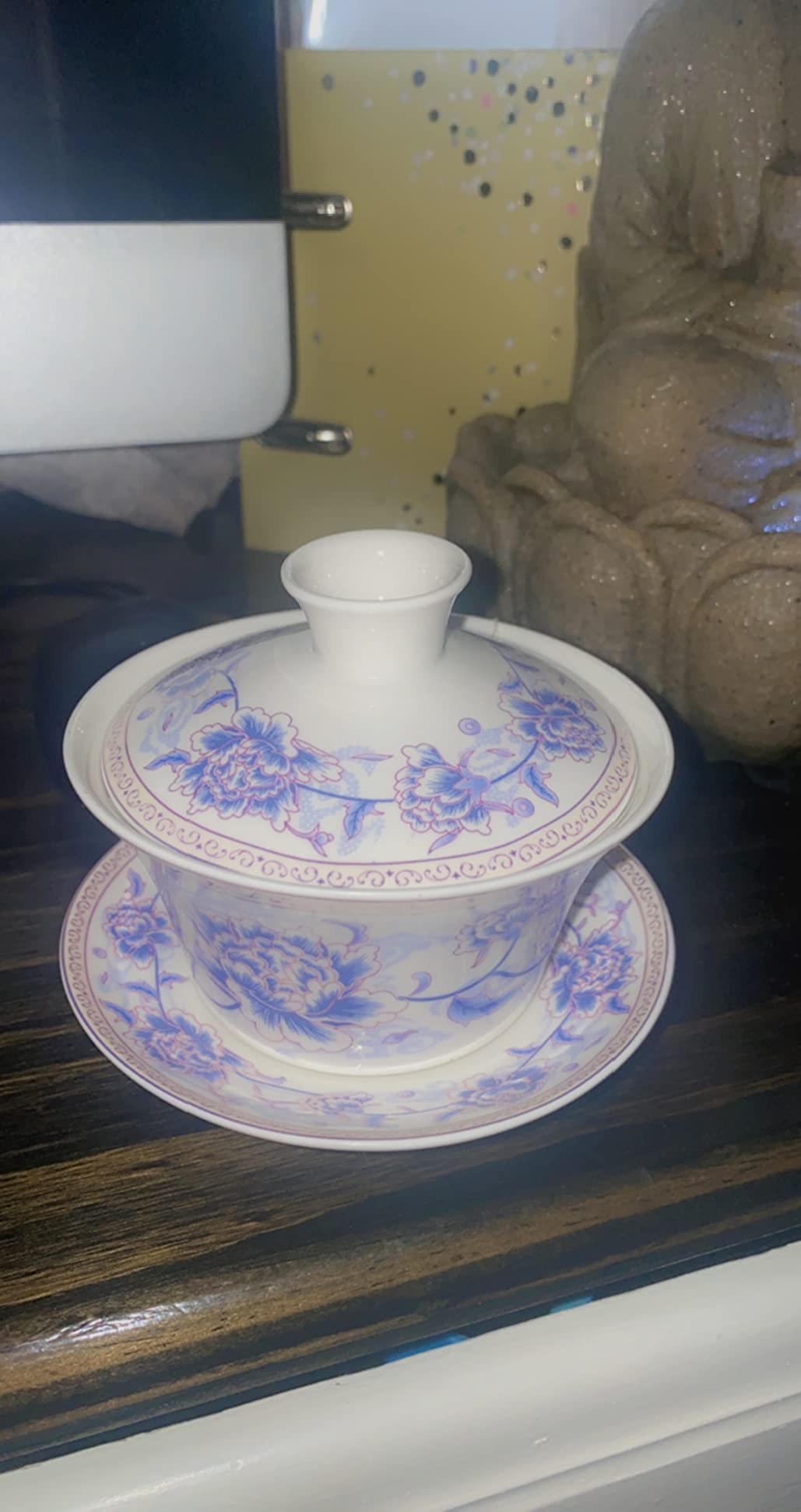 Liang baobao Gaiwan Tea Cup with Lid and Saucer Porcelain Teacups 10oz customer photo 2