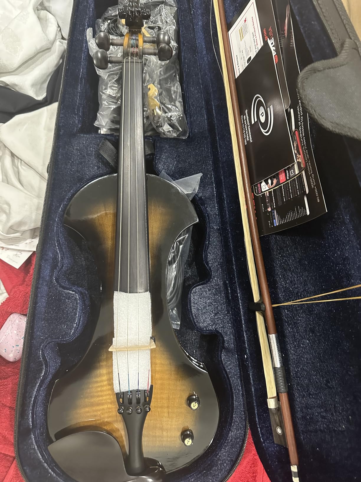 Pyle Full Size Electric Violin Kit - 4/4 Solid Wood Silent Fiddle with Hard Case, Bow, Ebony Fittings, and Digital Tuner customer photo 1