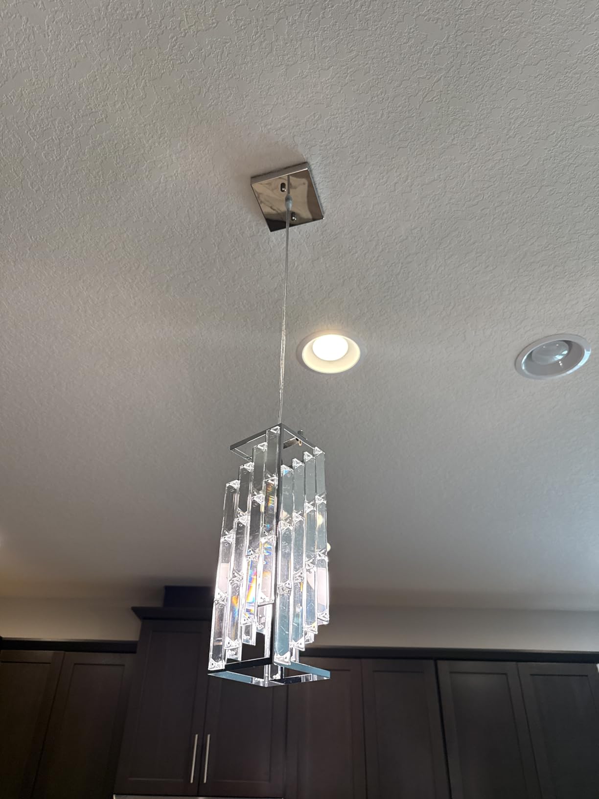 Chrome Pendant Lighting Modern Pendant Light, Mini Crystal Chandeliers,Adjustable Pendant Light Fixture for Kitchen Island Dinning Room Bedroom (3 Pack) customer photo 1