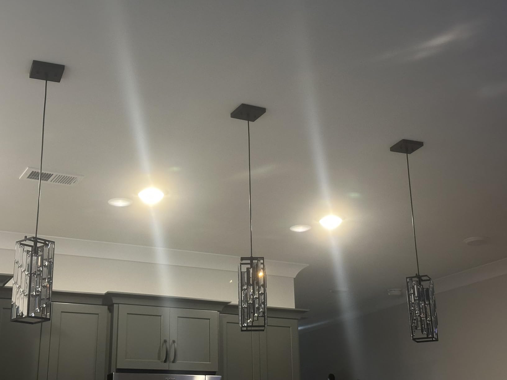 Chrome Pendant Lighting Modern Pendant Light, Mini Crystal Chandeliers,Adjustable Pendant Light Fixture for Kitchen Island Dinning Room Bedroom (3 Pack) customer photo 2