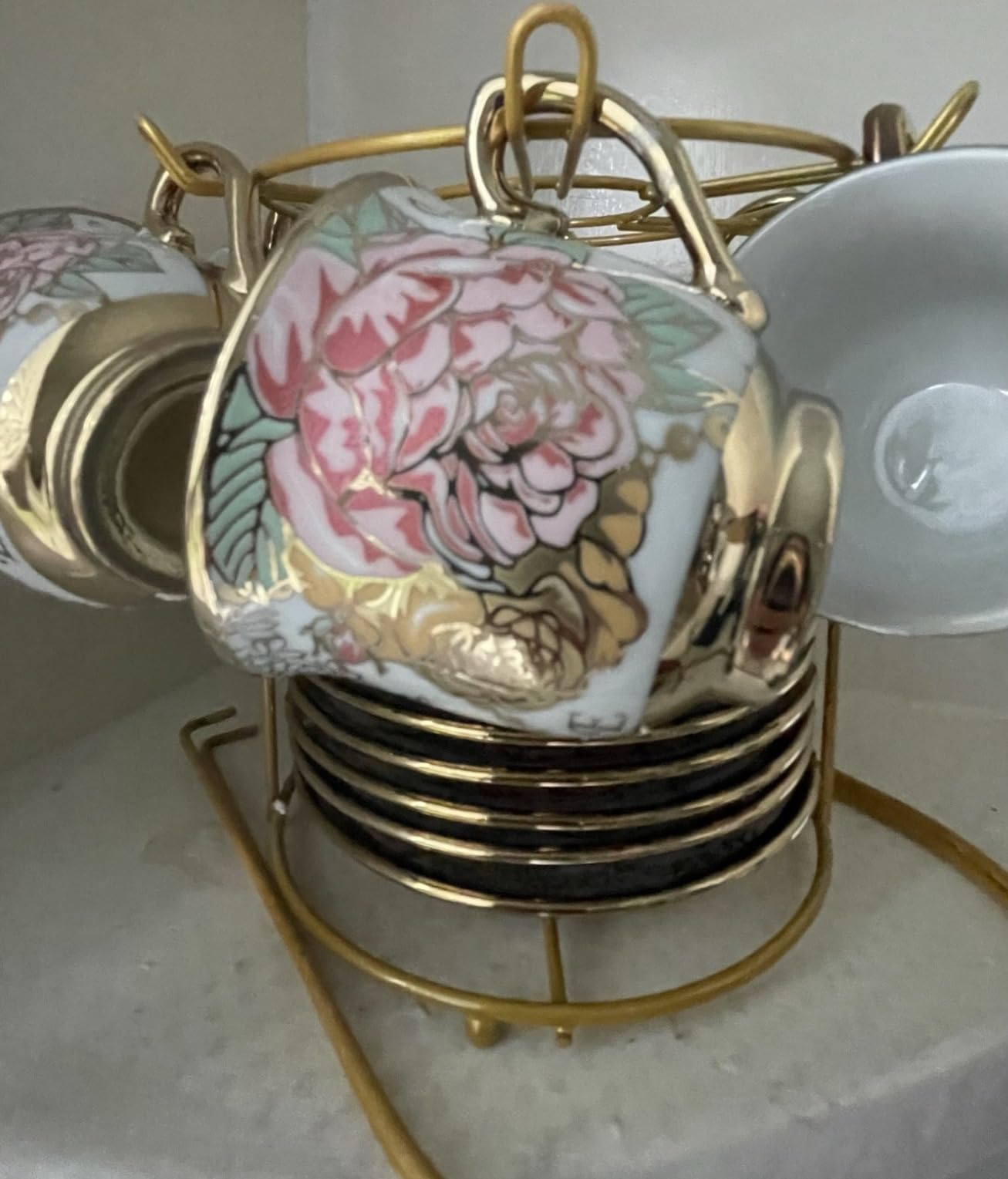 CHANOON Vintage StyleGold-Plated Red Rose Ceramic Tea Set Serving 6 People customer photo 2