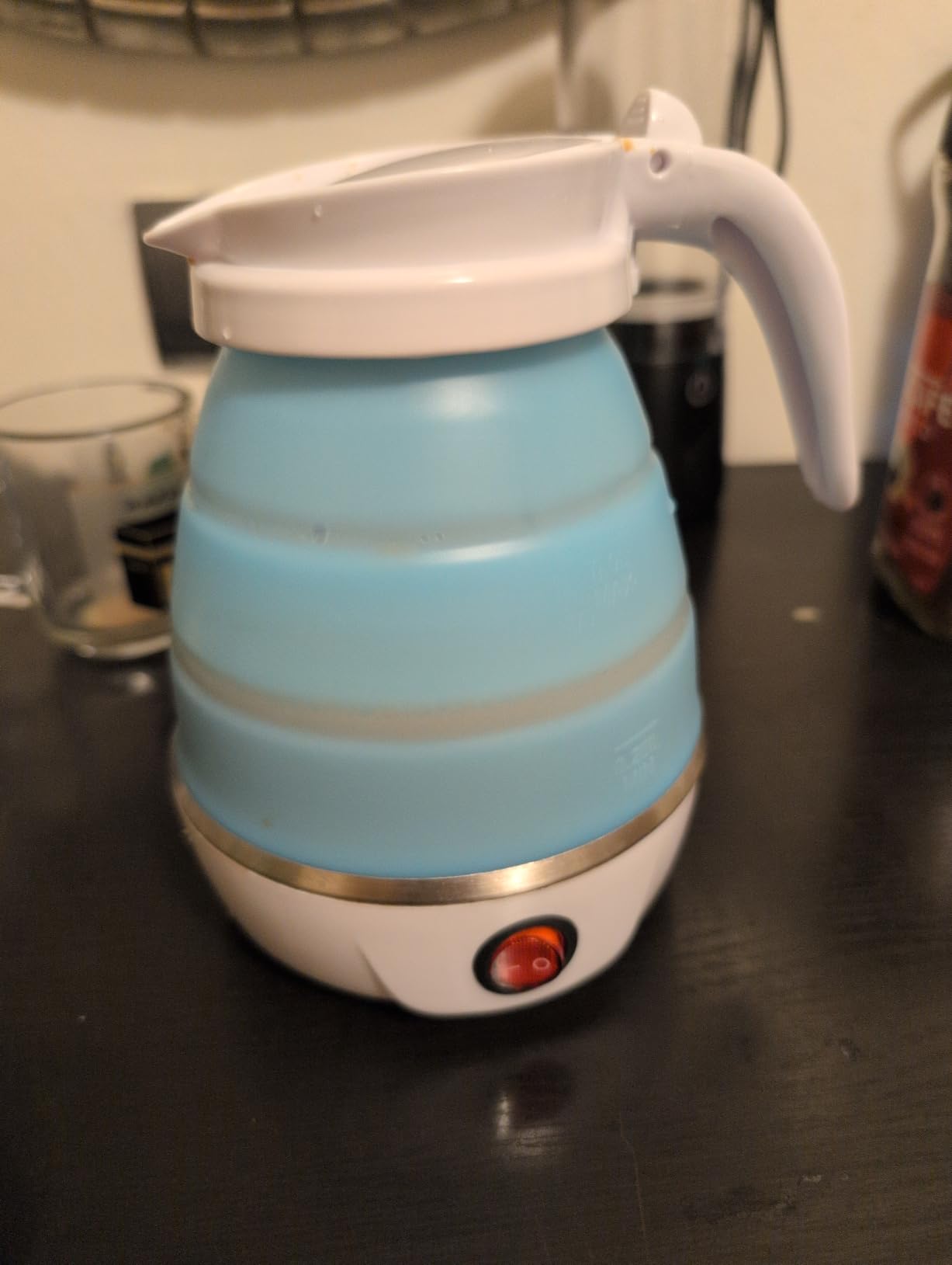 Travel Kettle Electric Small Foldable Portable Kettle,Silicone Collapsible Heating Water Boiler Tea Pot for Camping,Easy for Storage with Separable Power Cord (Blue pro) customer photo 2