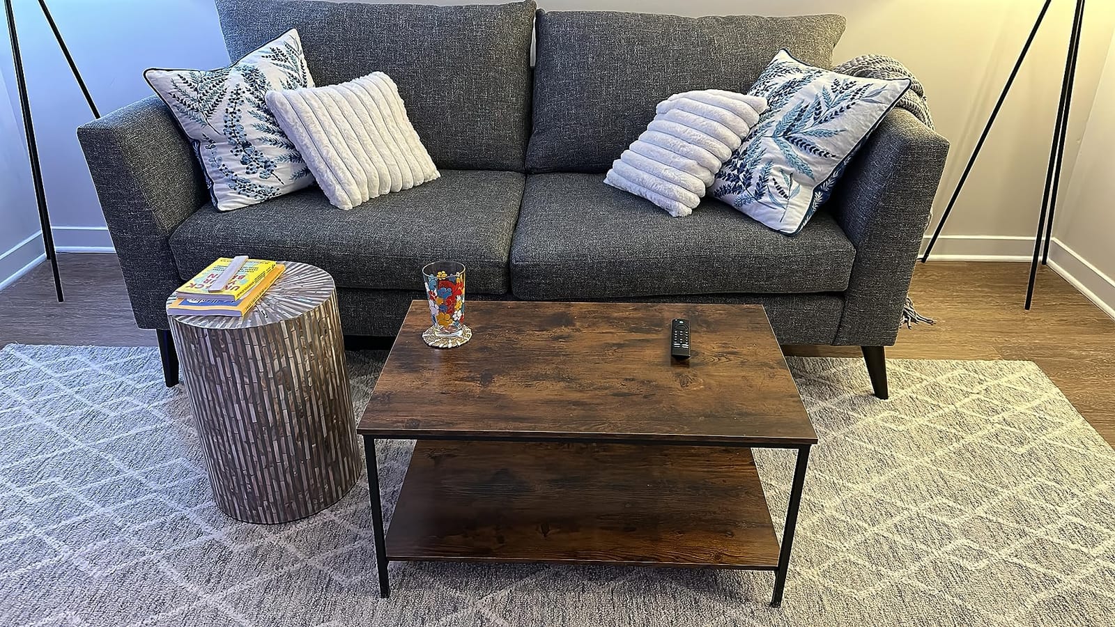 SENIG Small Brown Rectangle Coffee Table with Storage Shelf for Living Room customer photo 1