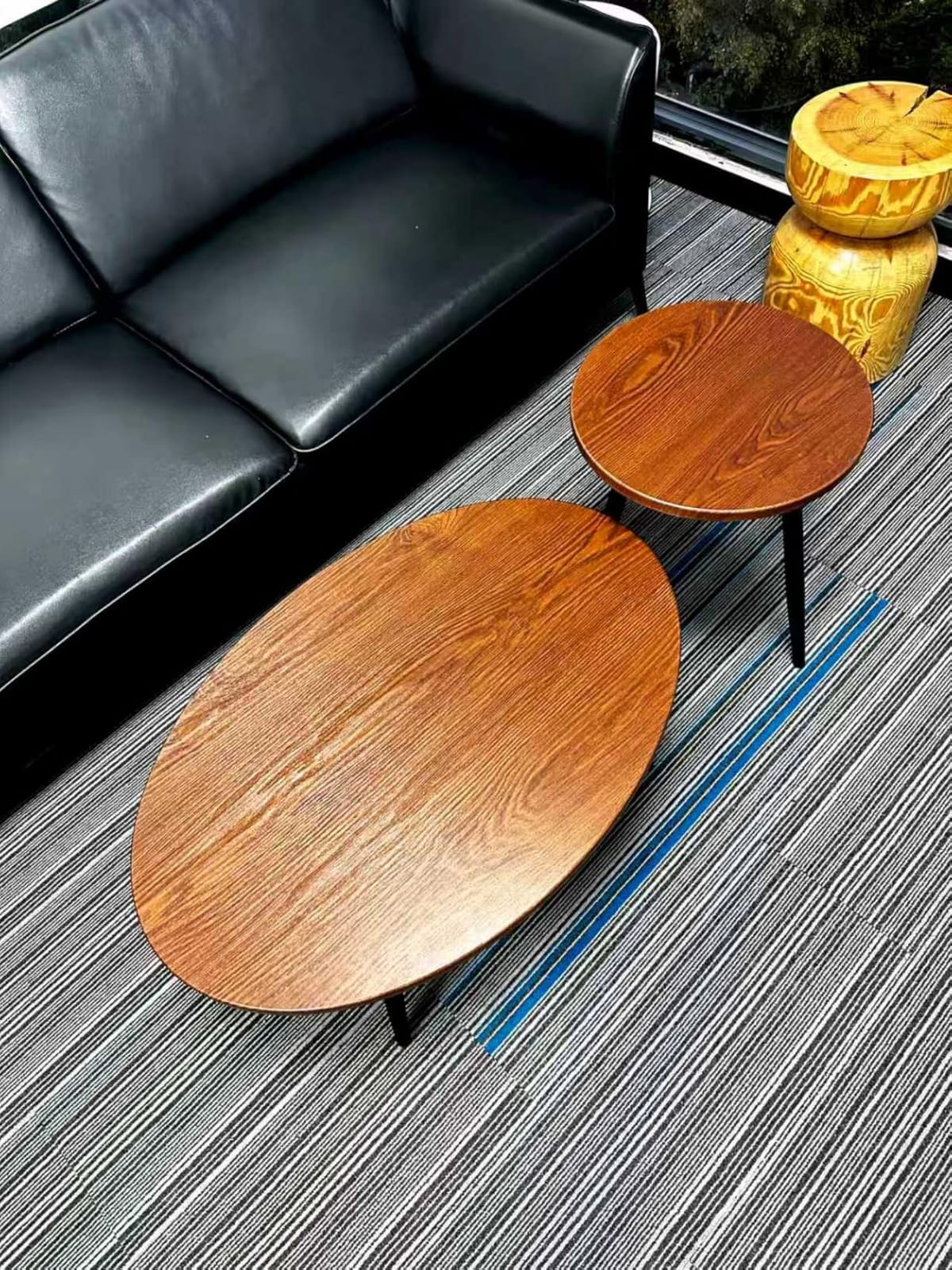 2-Piece Walnut Coffee Table,Durable Mid Century Small Round Coffee Tables for Living Room,Easy Assembly Modern Nesting Coffee Tables Set,Circle Side Tables for Sofa Bedside Balcony customer photo 1