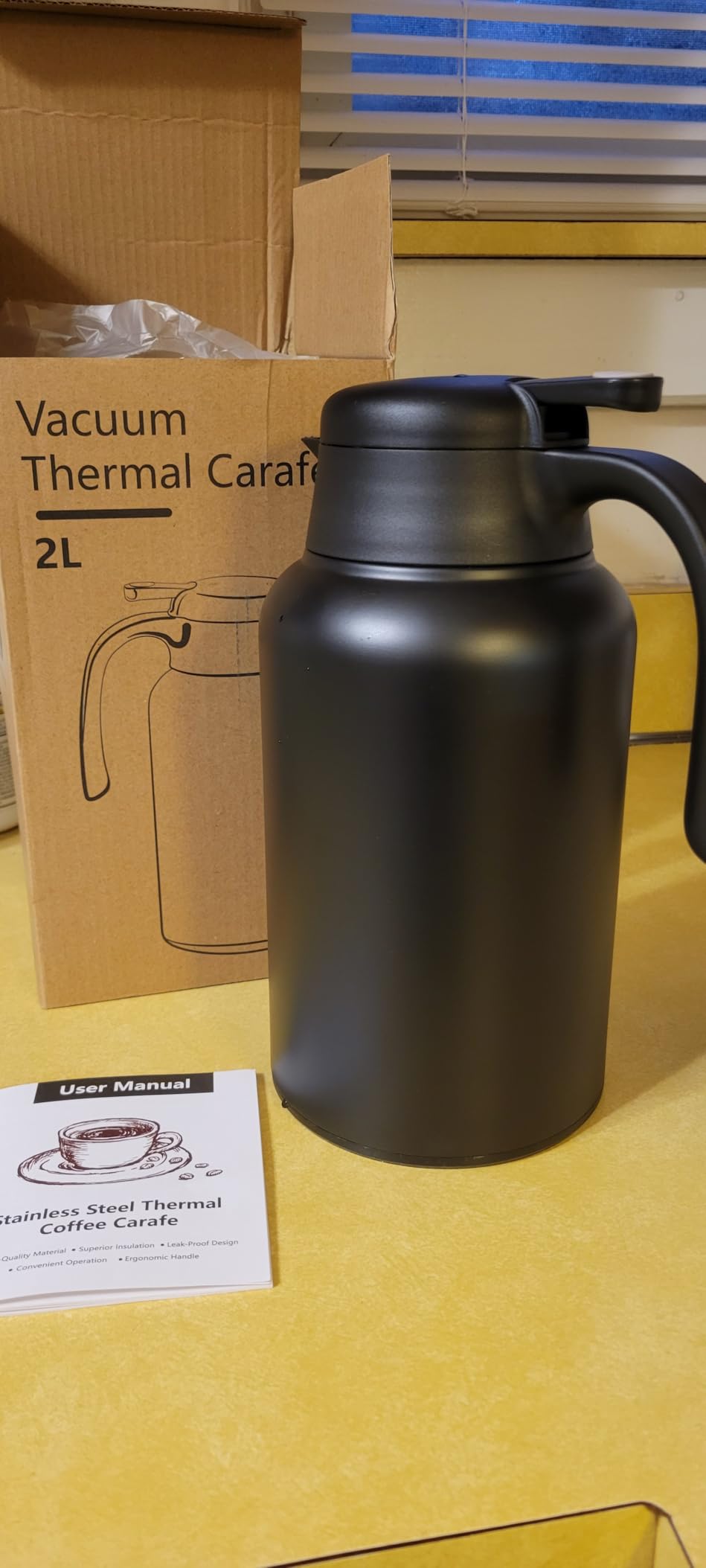70oz Thermal Coffee Carafe for keeping hot,Updated Carafes for hot liquid, Stainless Steel Insulated Thermal Pot for Coffee, Hot Water,Keep Hot 12 Hours (Black 2.1 L) customer photo 1