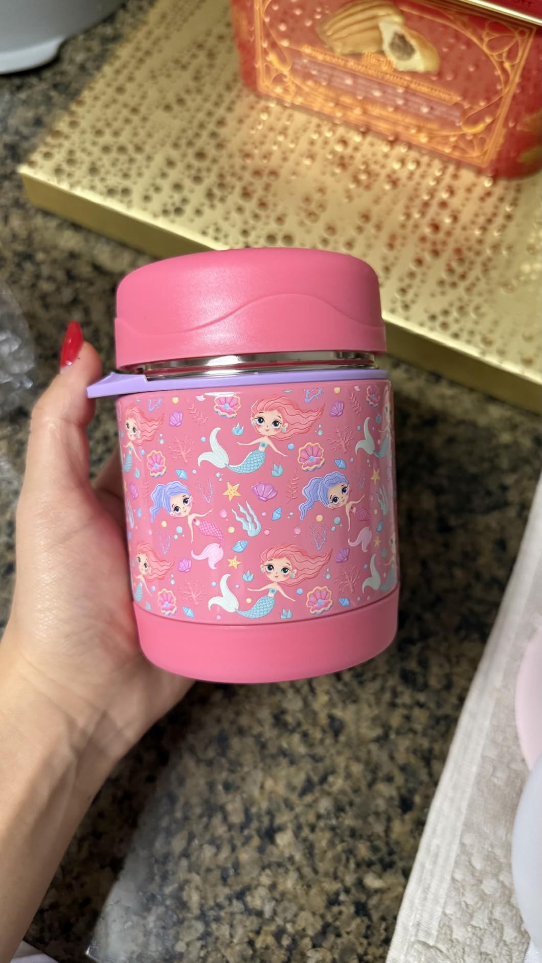 Pawtong 10oz Insulated Food Jar, Thermo for Hot Food Lunch Container, Stainless Steel Lunch Box for Kids with Spoon (Pink) customer photo 1