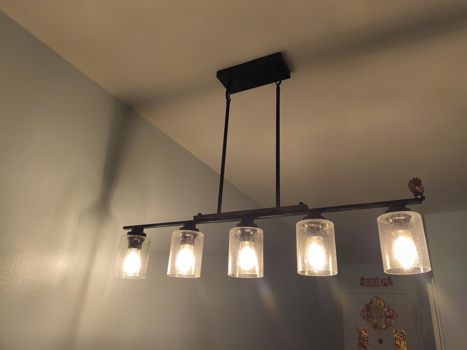 Amico 5-Light Dining Room Light Fixture, Seeded Glass Island Chandelier customer photo 1