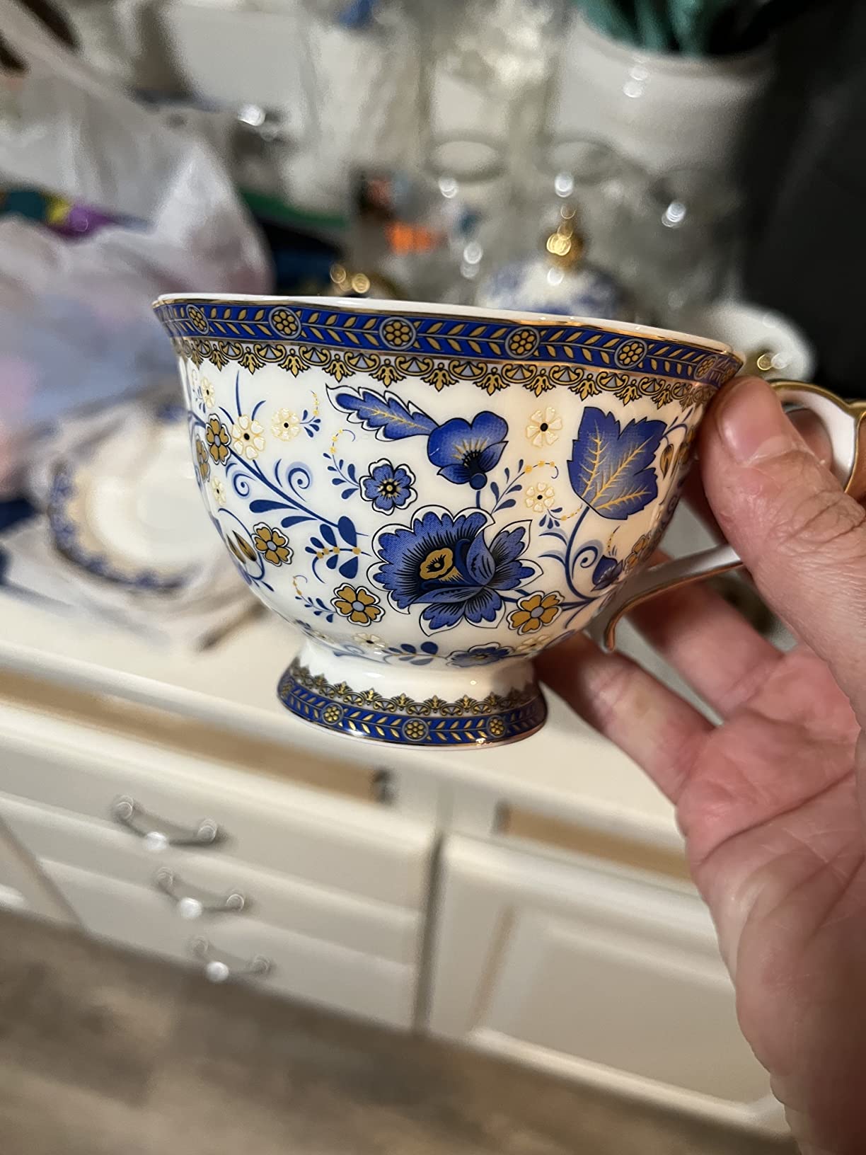 ACMLIFE Tea Sets for Adults Fine Bone China Tea Set for 6, Porcelain Teapot Sets for Adults 24K Gold, Afternoon Modern Cups and Saucers for Women Tea Party or Gifts Giving (White) customer photo 1