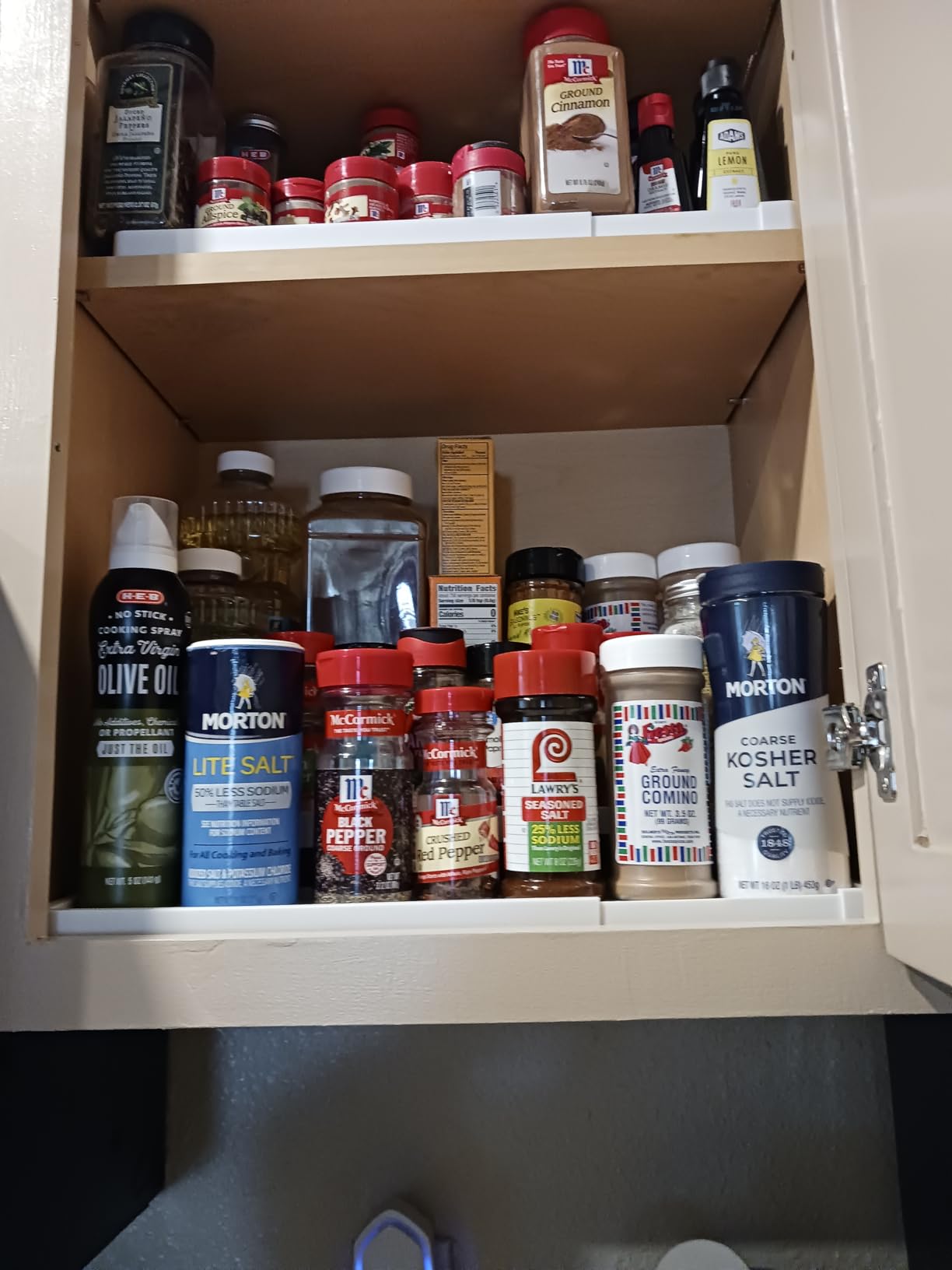 Expandable Spice Rack Organizer for Cabinet - 3 Tier Adjustable Cabinet Spice Organizer Easy Visibility - Spice Organizer for Cabinet Countertop Cupboard Pantry Organization (White) customer photo 1